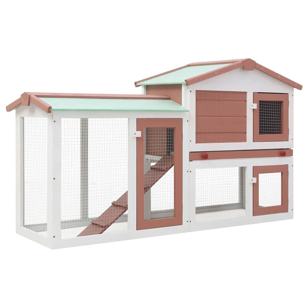 Premium Wooden Rabbit Hutch for Indoor & Outdoor Use - Bunny Cage, Chicken Coop, Guinea Pig House with Metal Wire Playpen (57.1