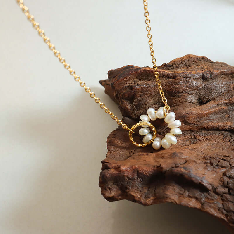 18K Gold Freshwater Pearl Link Chain Necklace for Women - Elegant Layered Jewelry Gift for Wedding, Anniversary & Special Occasions