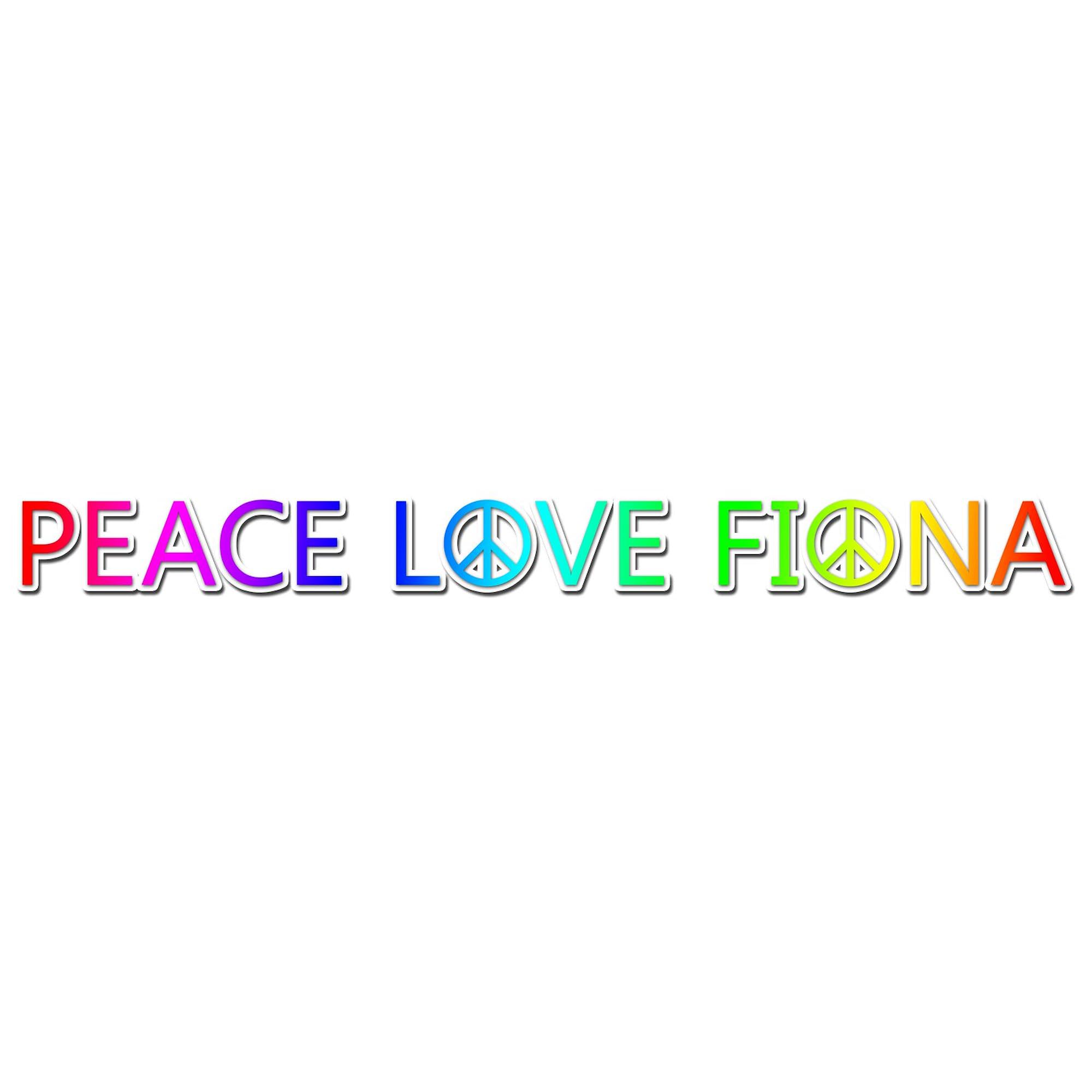 Peace Love Fiona Oval Car Bumper Sticker - Waterproof Vinyl Decal for Cars, Laptops, Windows - Perfect for Hippie Style, Music Festivals & Personal Expression