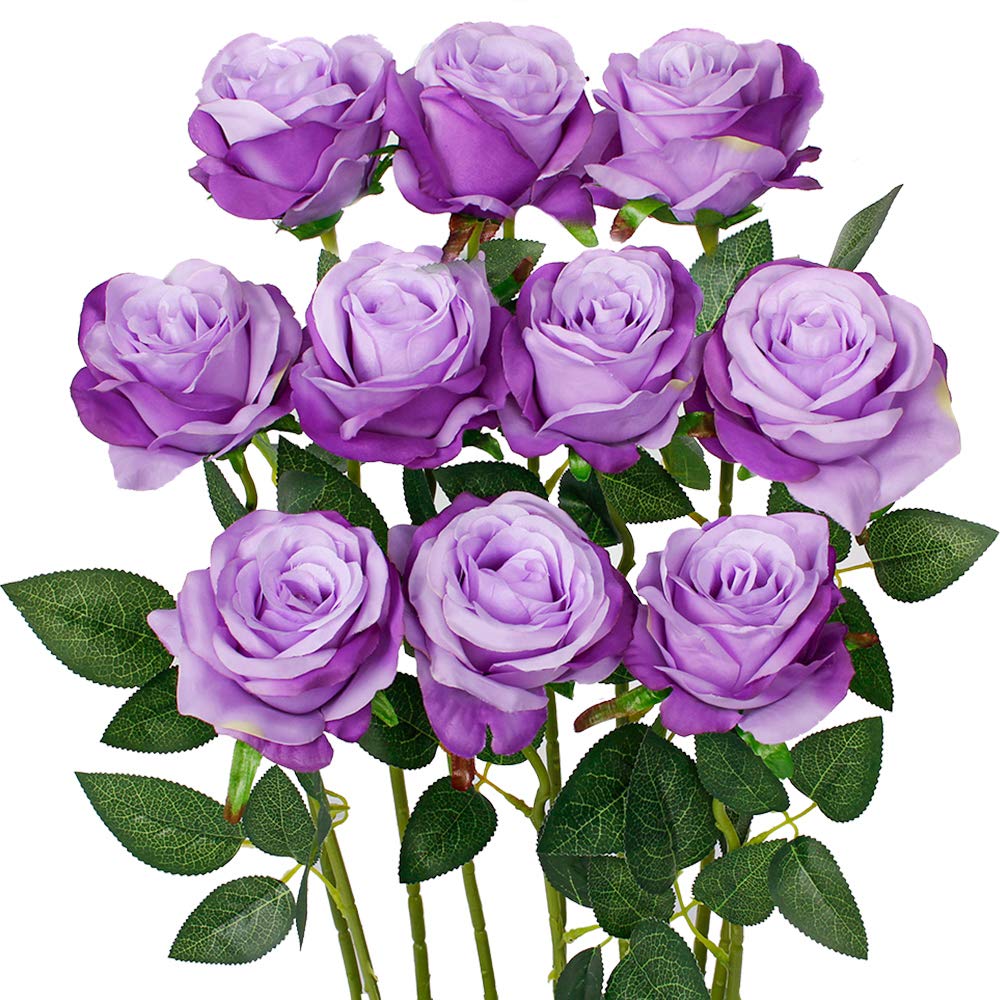 10PCS Realistic Artificial Silk Roses with Stems - Long Stem Fake Roses Bouquet for Valentine's Day, Wedding, Home Decor - Perfect for Centerpieces, Table Arrangements, and Romantic Gift Giving