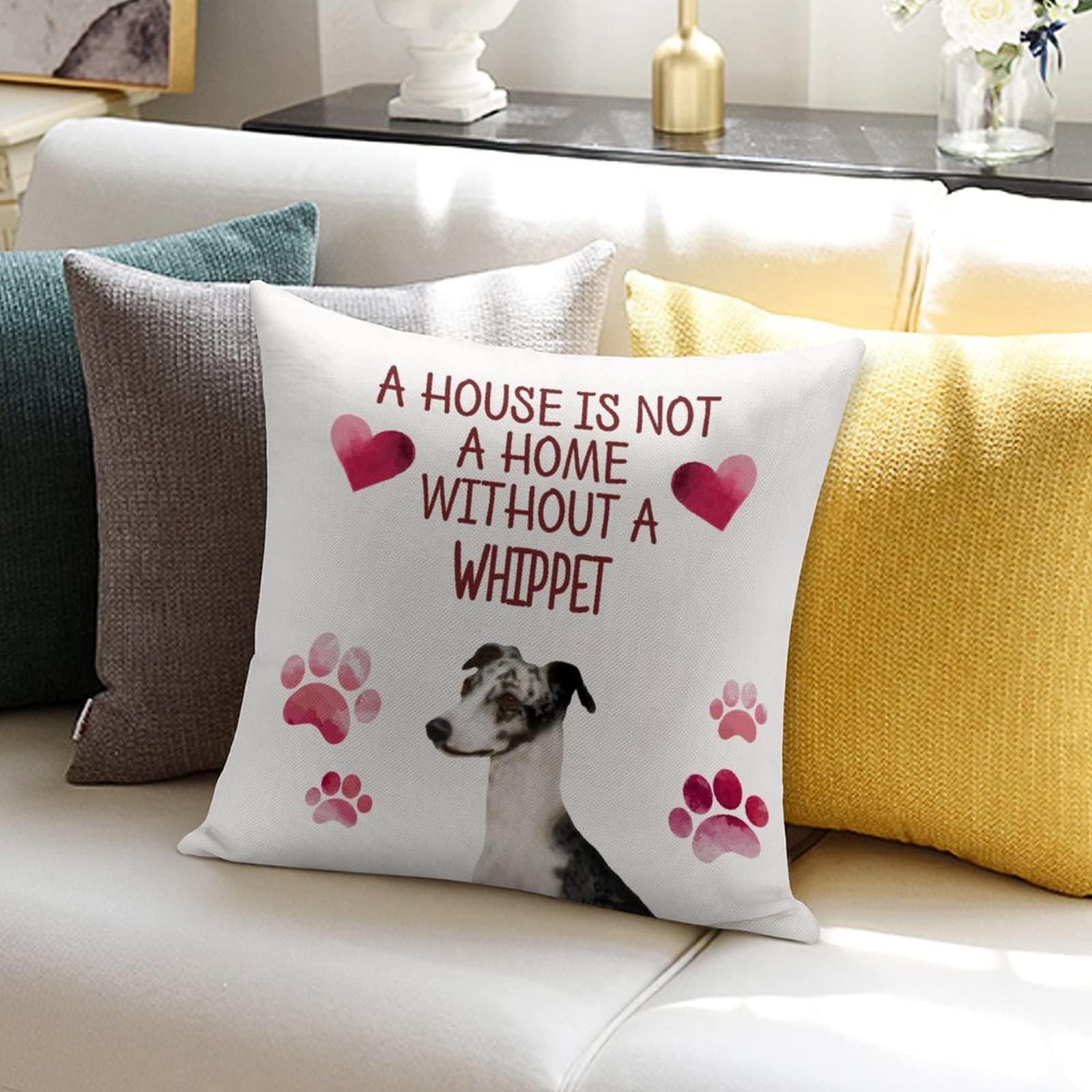 Whippet Pillow Cover 18x18 Inch - Funny Dog Lover Gift for Home Decor