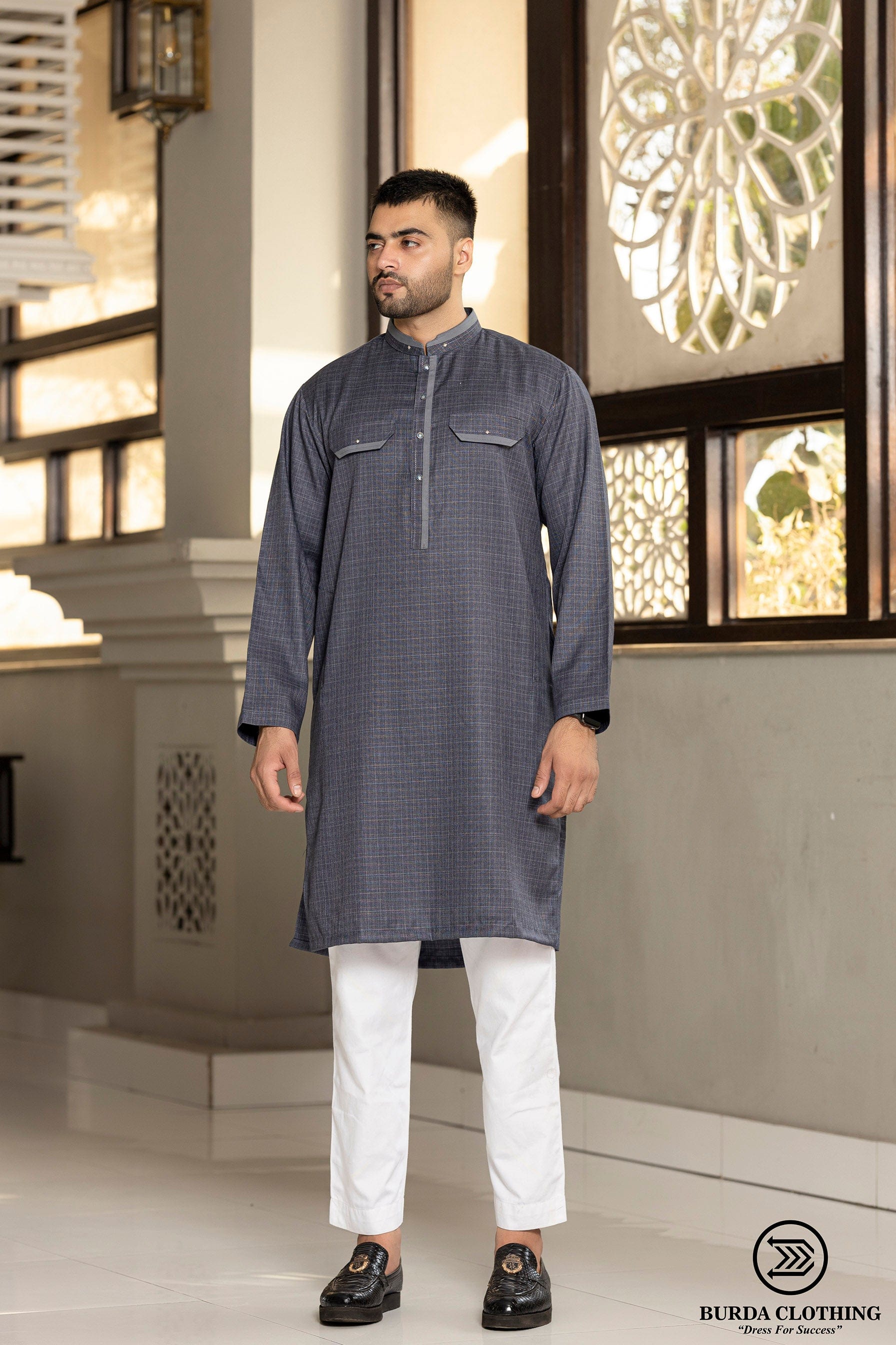 Premium Khalid Blue Kurta for Men - Stylish Traditional Indian Tunic for Festivals, Weddings & Casual Wear