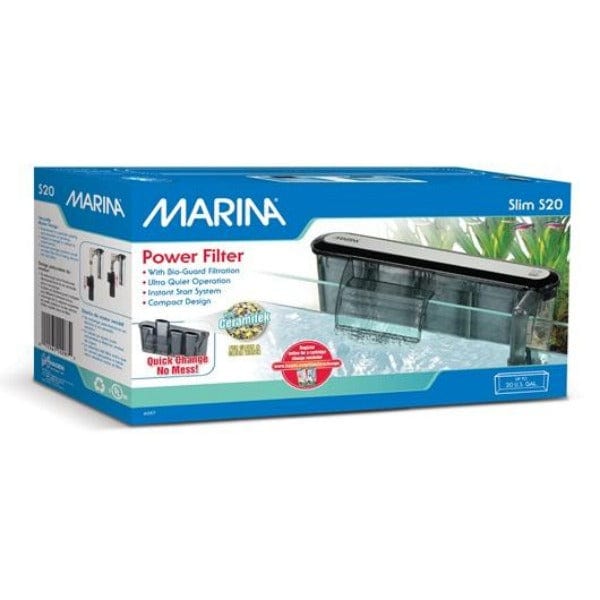 Marina Slim Power Filter - Ultra Quiet Aquarium Filter for Fish Tanks up to 20 Gallons - Perfect for Home, Office & Small Aquarium Setups