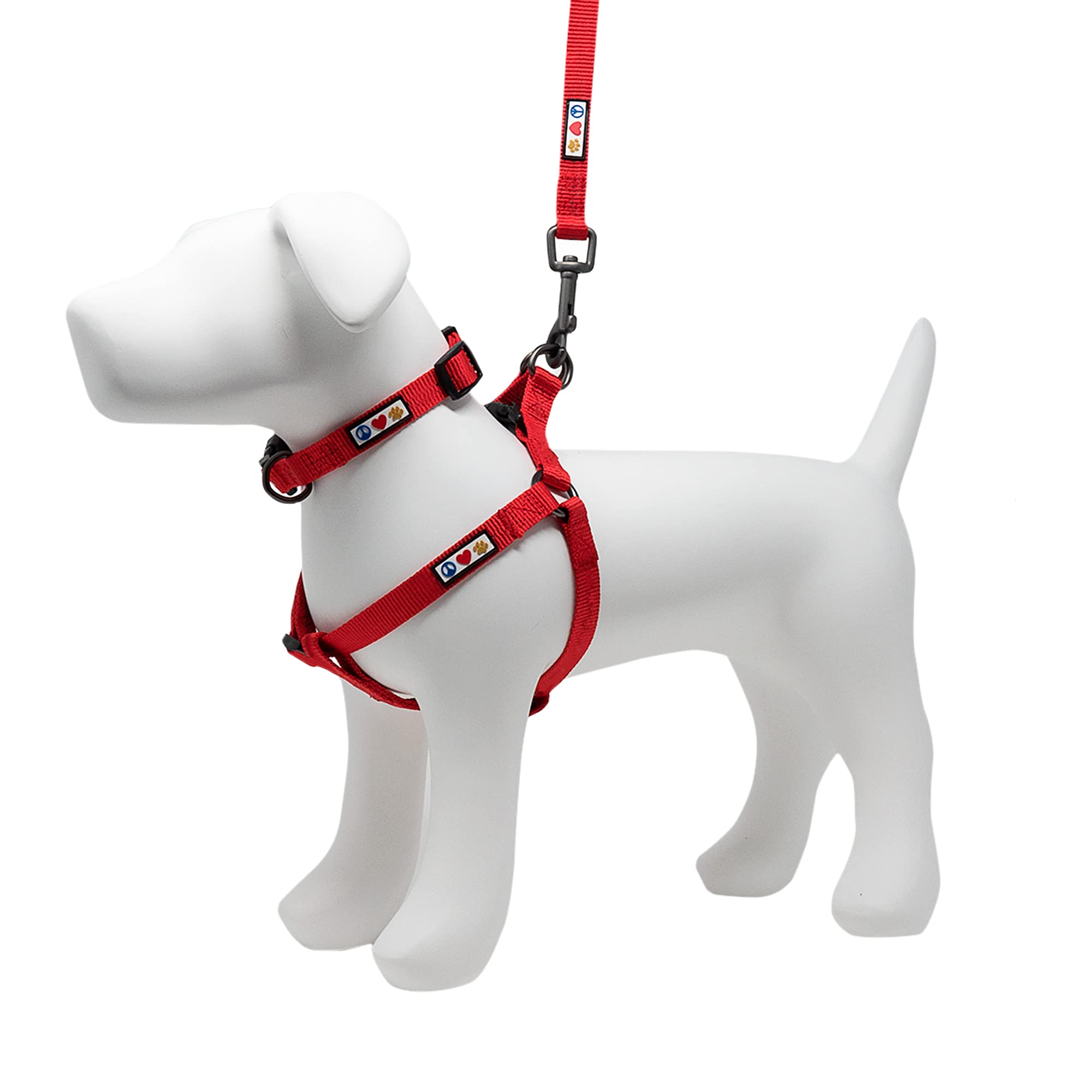 Pawtitas Small Dog Harness, Collar & 6ft Leash Set - Red | Adjustable Pet Safety Gear for Walking, Training & Outdoor Adventures