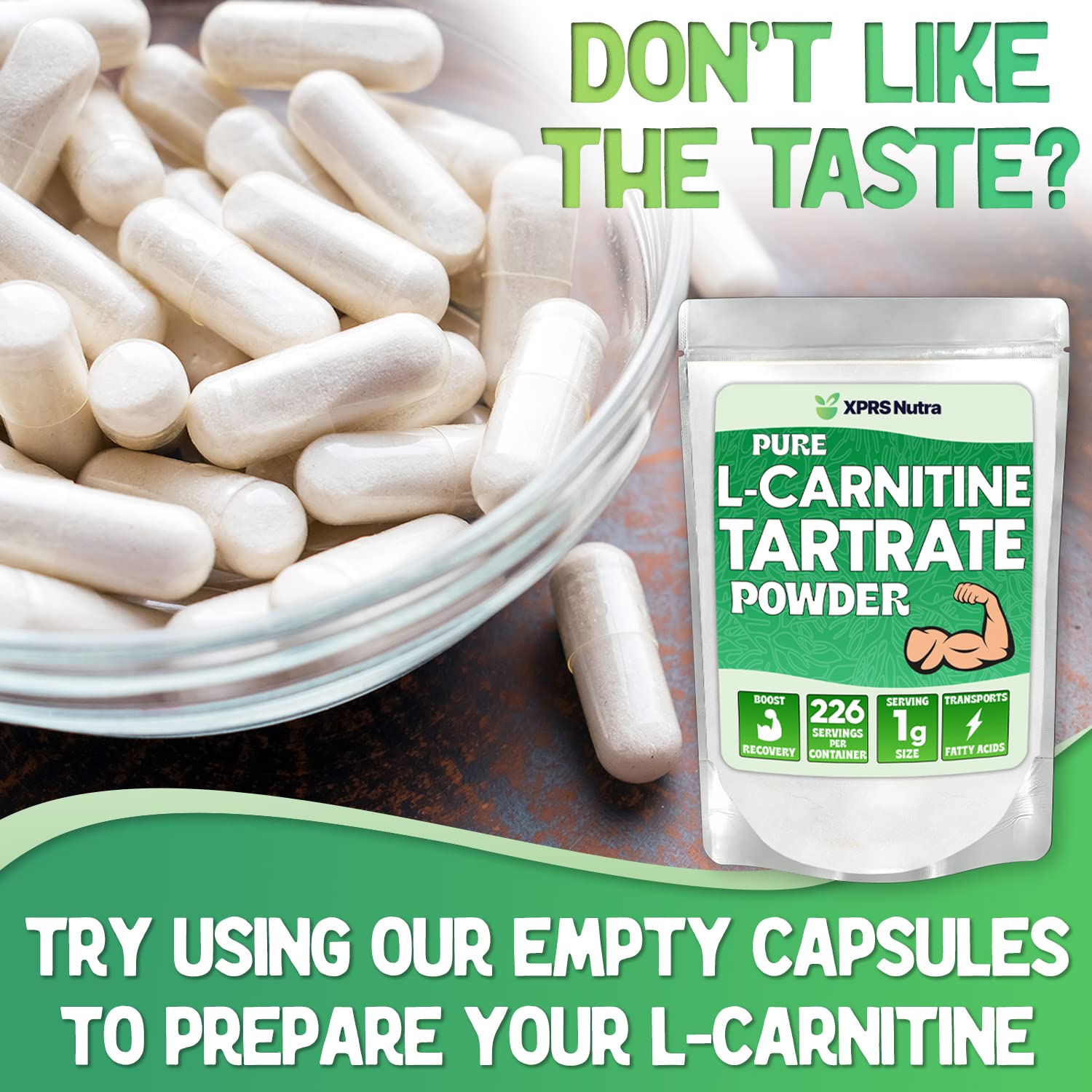 Premium Pure L-Carnitine Tartrate Powder - Vegan Friendly Amino Acid Supplement for Weight Loss & Energy Boost - Bulk L-Carnitine Powder for Athletes & Fitness (4 Ounce) - Perfect for Pre-Workout & Post-Exercise Recovery