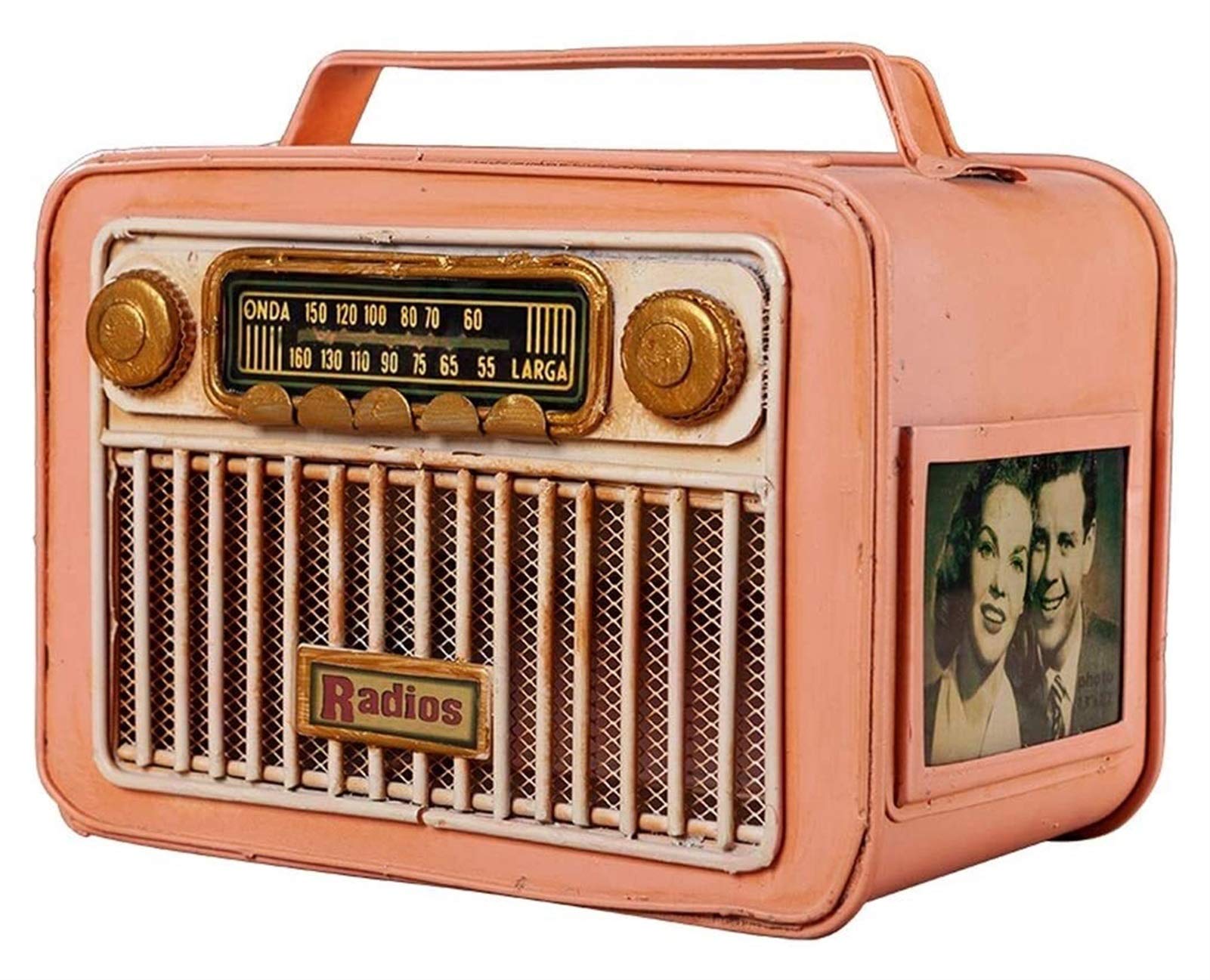 Vintage Radio Model Iron Tissue Box - Rectangular Tissue Holder for Bedroom, Home, Office, Kitchen & Car | Decorative Paper Dispenser with Drawer (Pink) - Perfect for Vintage Home Decor & Gift Giving