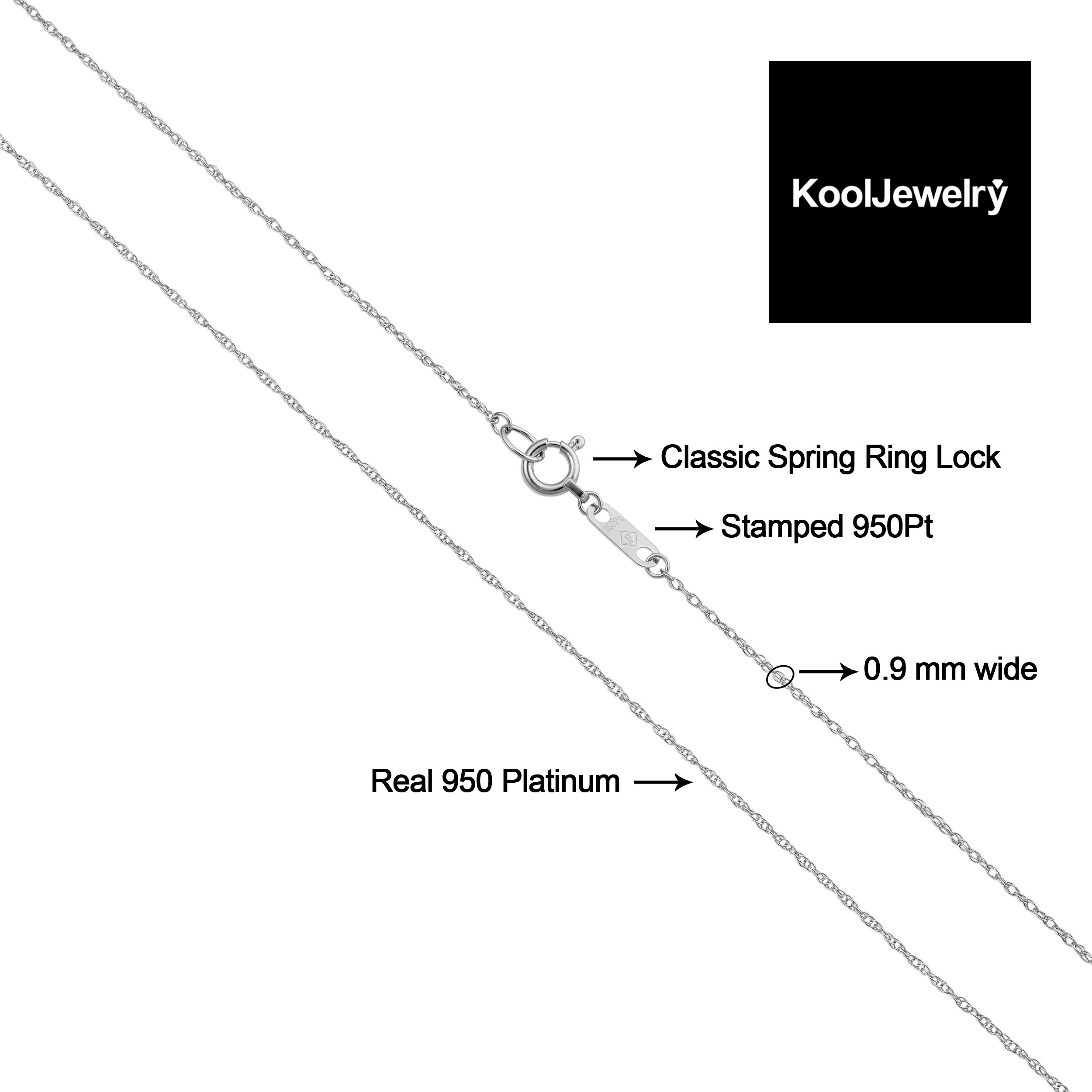 Kooljewelry Platinum 950 Light Rope Chain Necklace 0.9mm - Elegant & Durable Fine Jewelry for Women & Men, Perfect for Everyday Wear, Gifts & Special Occasions