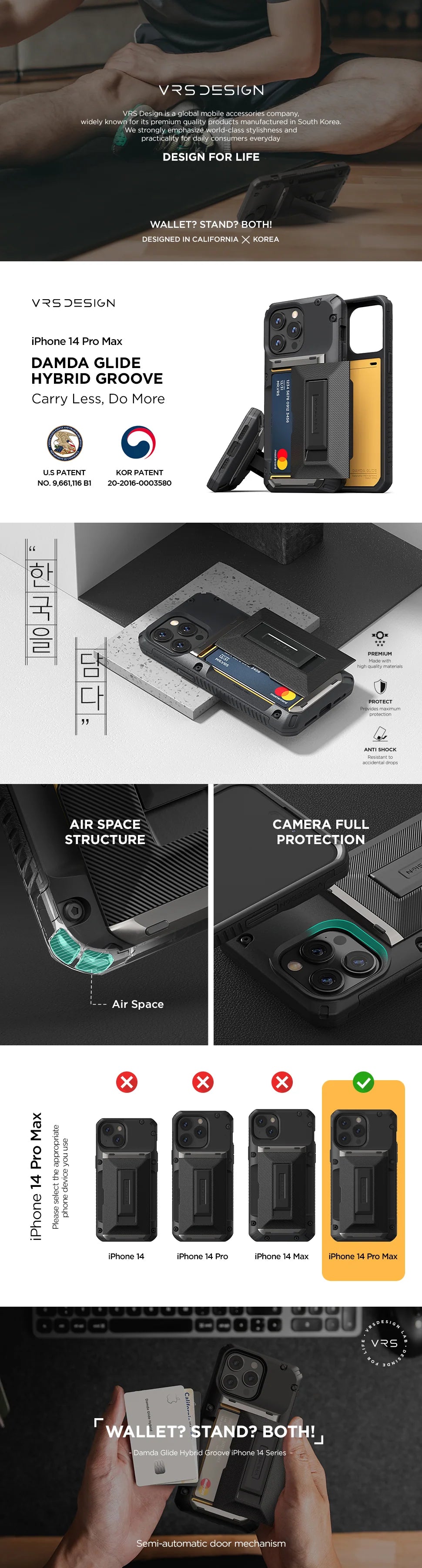 iPhone 14 Series Protective Case - Damda Glide Hybrid Slim Fit Shockproof Cover for iPhone 14/14 Pro/14 Pro Max - Perfect for Everyday Use, Travel & Outdoor Activities