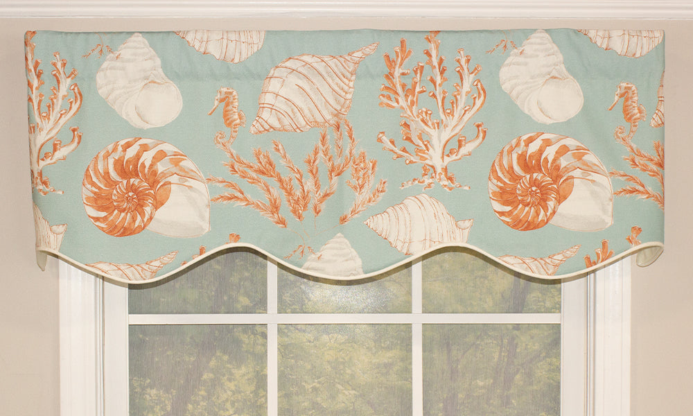 Deep Sea Toile Provance Valance - Elegant French Country Window Valance Curtain for Living Room, Bedroom & Kitchen Decor