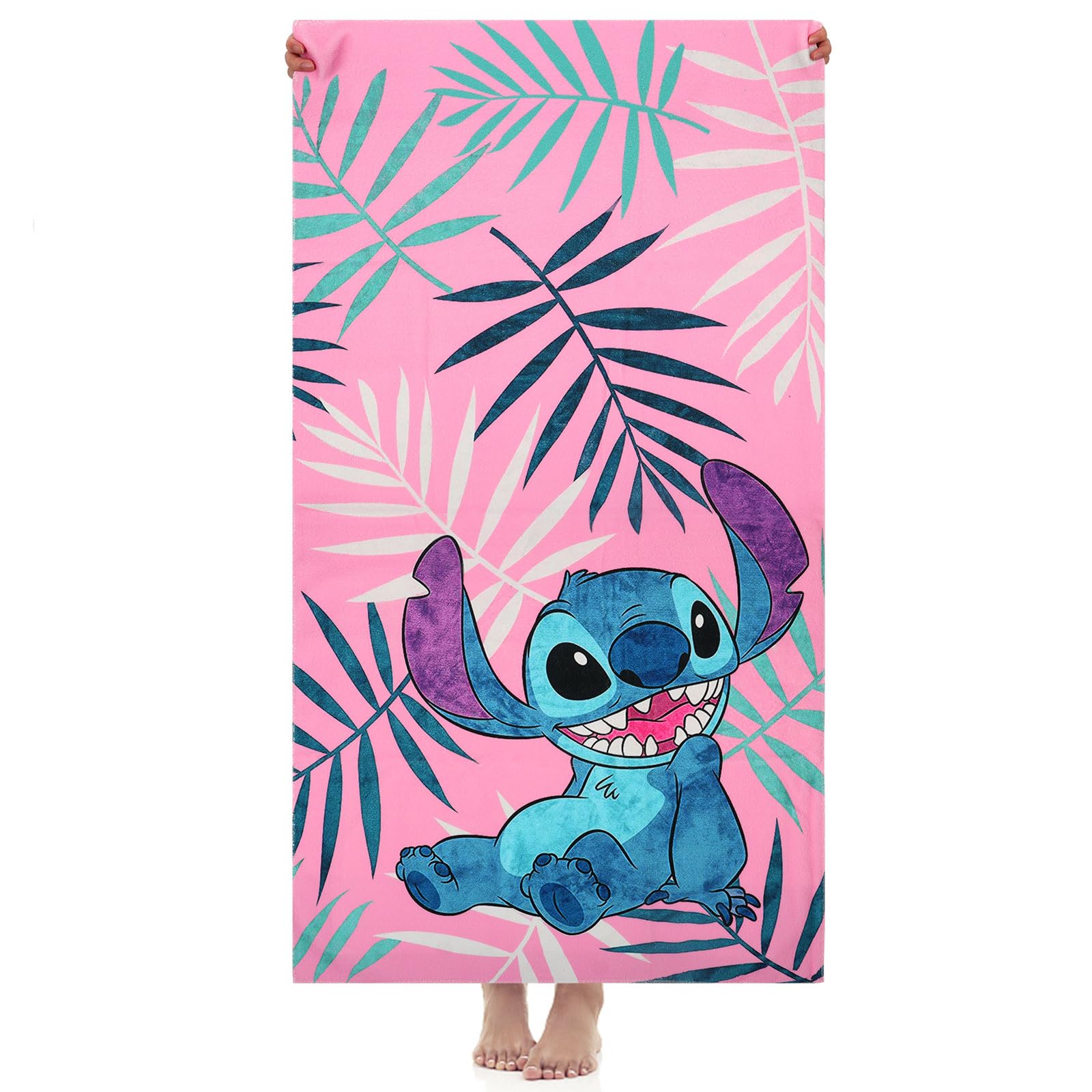 Mprocen Stitch Beach Towel - Super Soft Plush Cartoon Beach Towel for Pool, Swim & Spa | Quick-Drying & Absorbent | Perfect for Beach Vacation, Hotel Use & Bathroom Decor
