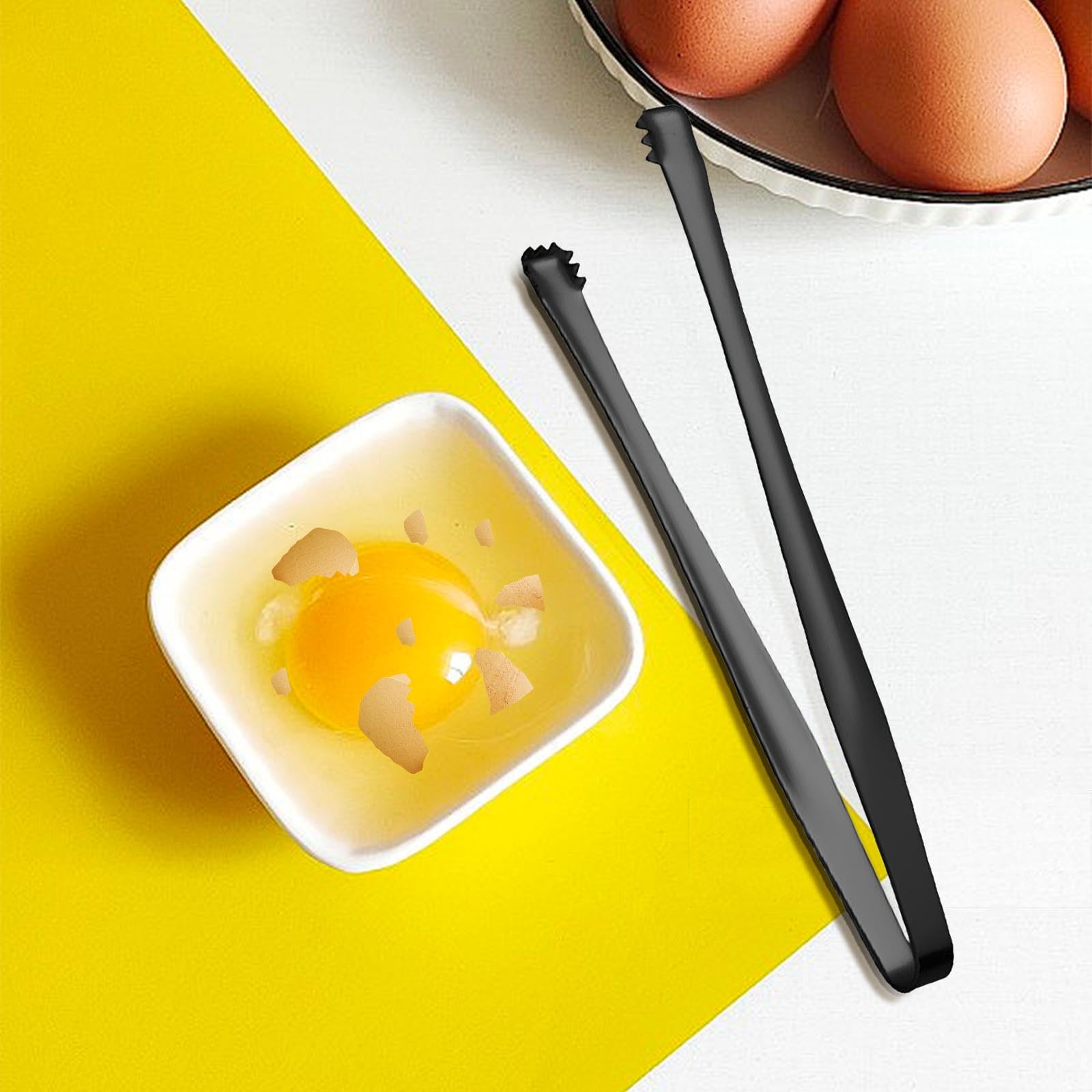 Stainless Steel Egg Chalaza Remover Tool - Eggshell Fragment Removal Tongs for Chefs & Bakers - Multi-Functional Kitchen Gadget for Perfect Eggs (Black) | Ideal for Baking, Cooking & Food Preparation