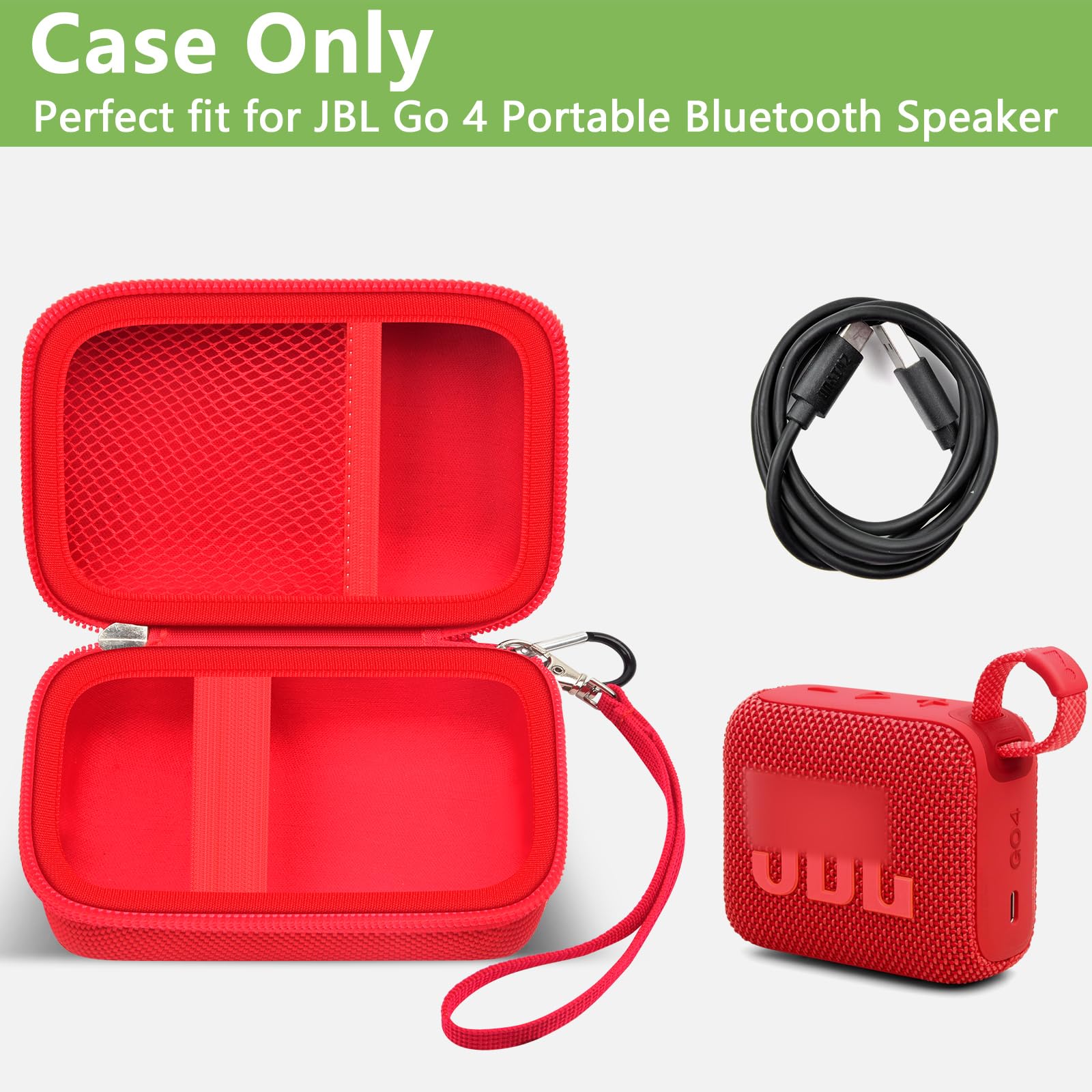 JBL Go 4/Go 3/Go 3 Eco/Go 2 Waterproof Bluetooth Speaker Carrying Case - Durable Portable Protective Box for Mini Wireless Speakers, Perfect for Travel, Outdoor Adventures, and Home Use (Red)