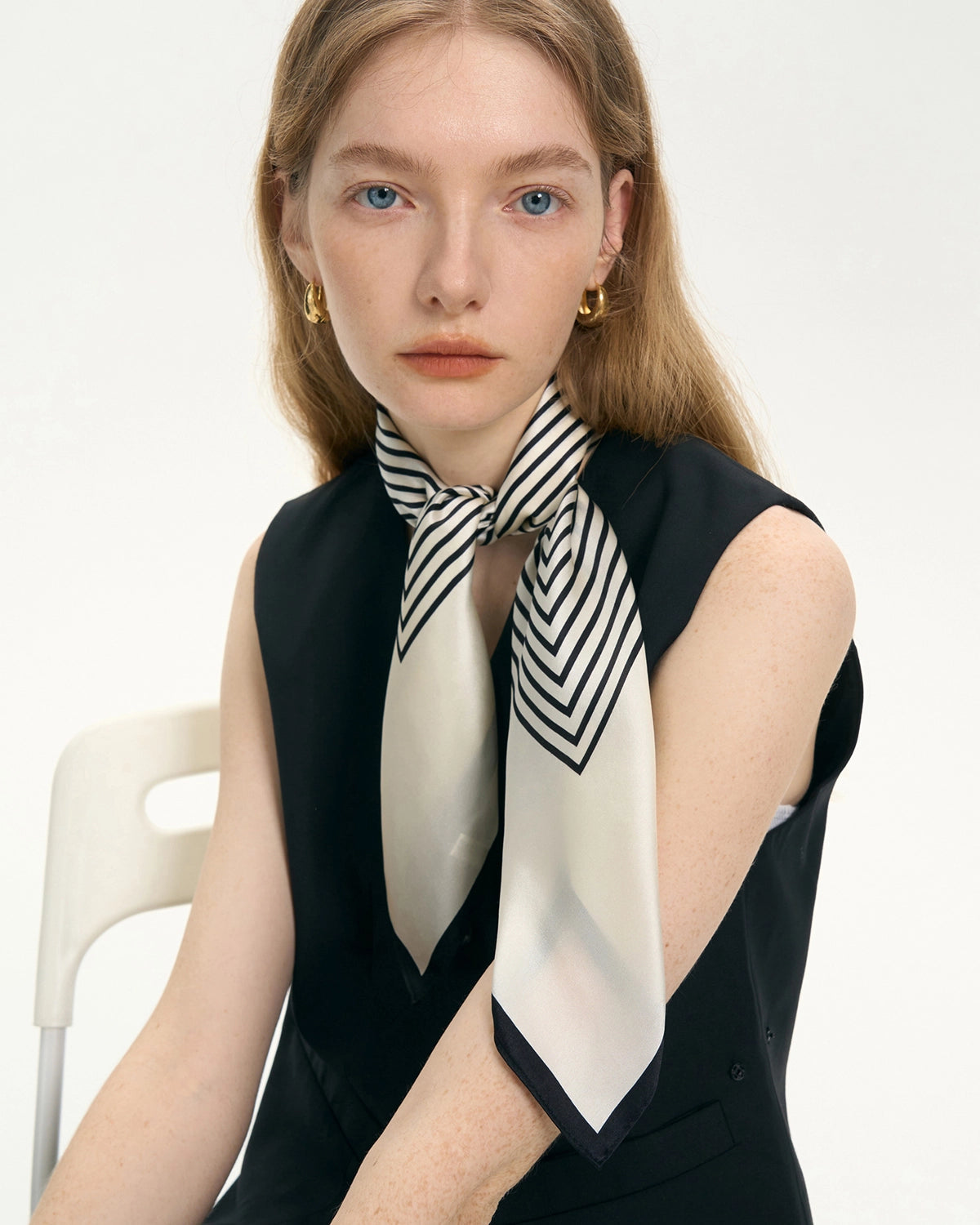 Classic Silk Striped Scarf for Women - Elegant Fashion Accessory for Office, Party & Travel | Soft & Lightweight Winter Shawl Wrap