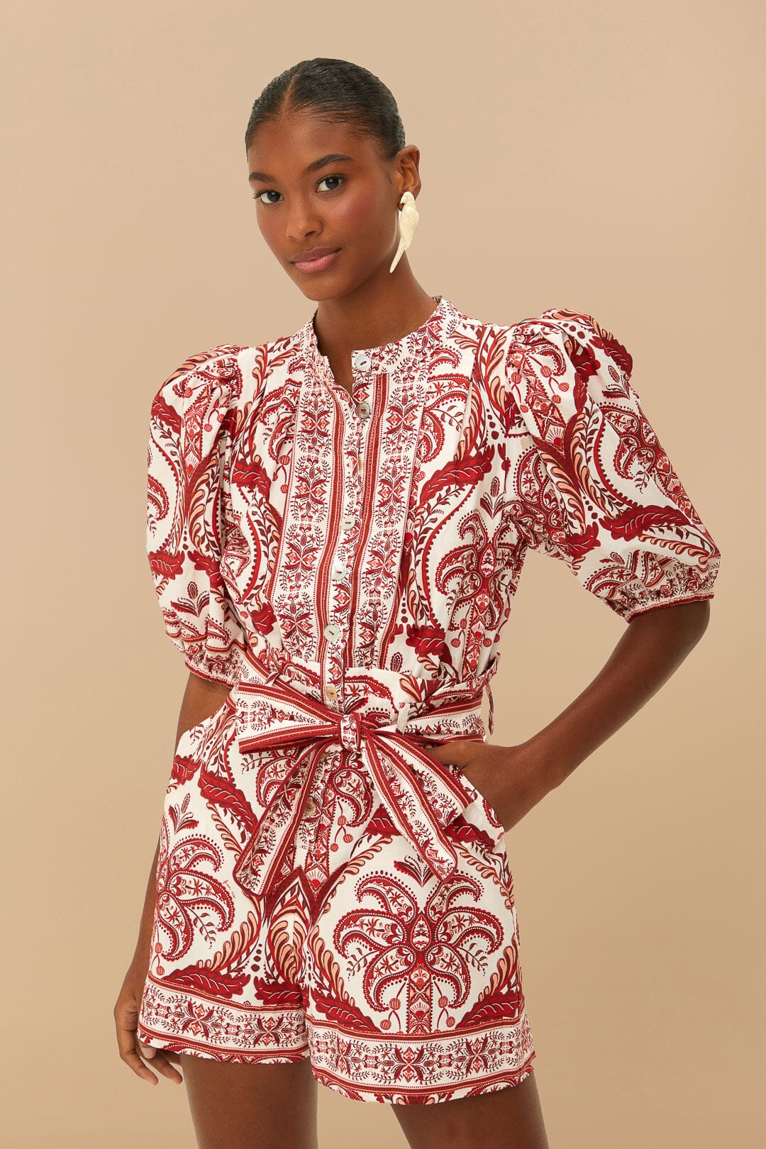 Farm Rio Tropical Cameo Romper - Floral Print Jumpsuit for Women | Summer Beach Vacation Outfit | Boho Chic Style for Parties & Travel