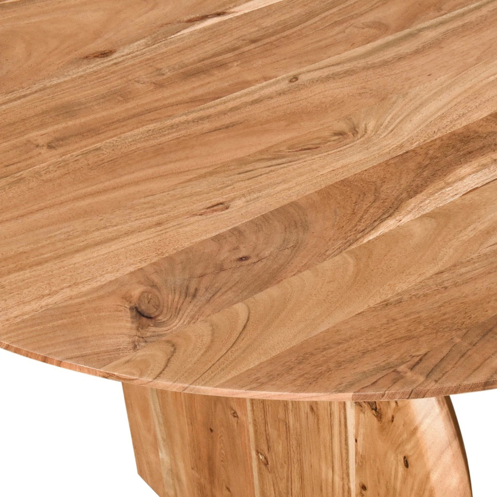 Catania Dining Table - Solid Acacia Wood, Natural Finish - Perfect for Kitchen, Dining Room & Outdoor Patio