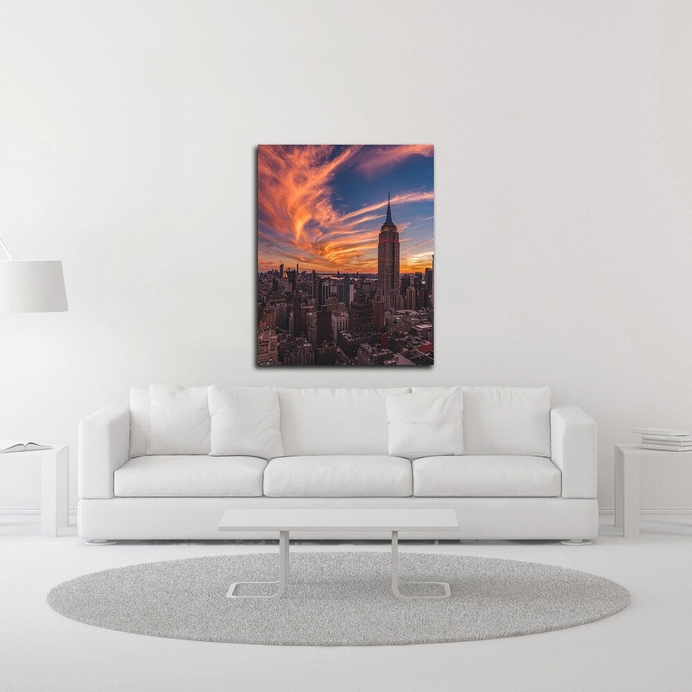 9/11 New York Sunset Canvas Print by Bruce Getty - Ready to Hang Wall Art for Living Room, Office & Home Decor