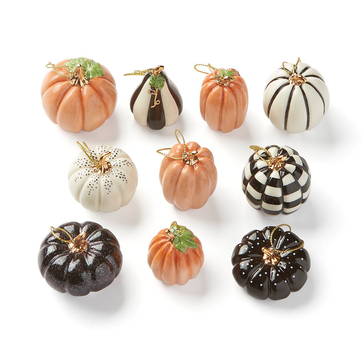 Mini Pumpkin 10 Piece Ornament Set - Fall Thanksgiving Halloween Home Decor for Table Centerpiece, Mantel, and Party Decorations