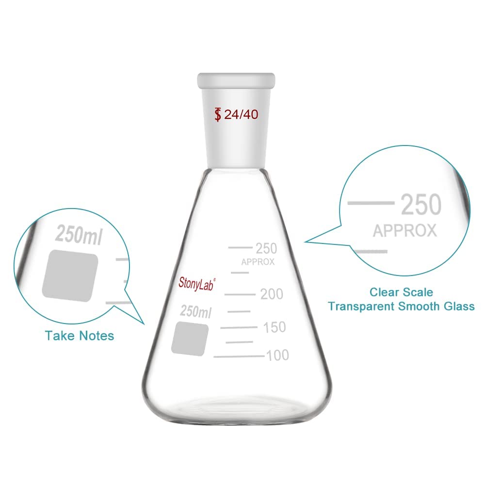 Stonylab 250ml Glass Buchner Funnel with Fine Frit, 250ml Erlenmeyer Flask, Vacuum Rubber Tubing & 100pcs Qualitative Filter Paper - Complete Filtration Kit for Chemistry Lab, Home Brewing & Science Experiments