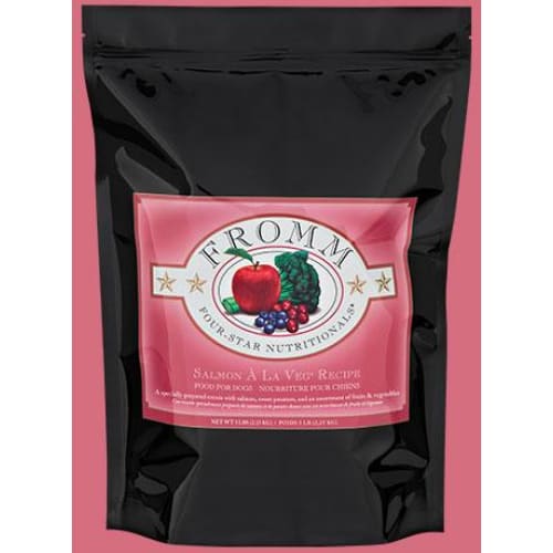Premium Fromm Family Salmon A La Veg Recipe Dry Dog Food – Grain-Free, High Protein for Adult Dogs (4lb & 15lb Bags) | Ideal for Sensitive Stomachs & Skin Health | Perfect for Daily Meals & Training Treats