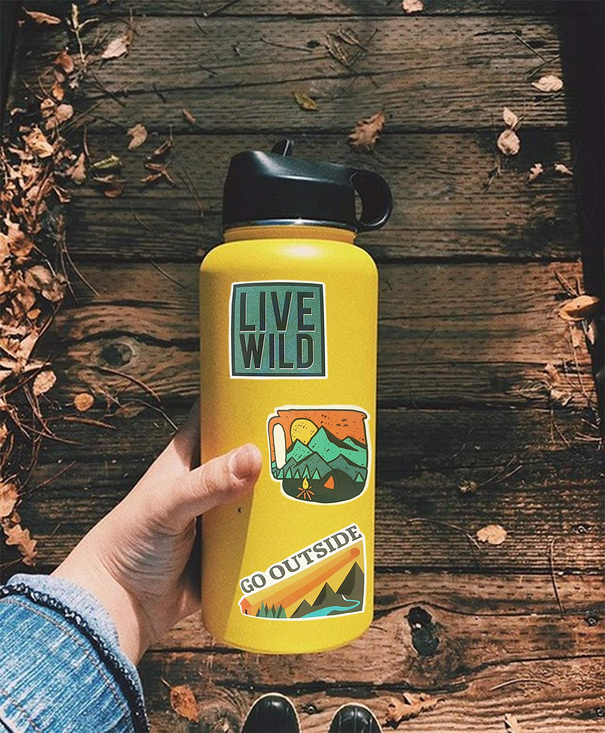 50-Piece Adventure Nature Stickers Pack - Waterproof Vinyl Decals for Hiking, Camping, Travel | Perfect for Car Bumper, Helmet, Luggage, Laptop & Water Bottle | Outdoor Enthusiast Gift (GlibertVillageGoods) | Great for Backpacking Gear, Coolers & Adventure Journals
