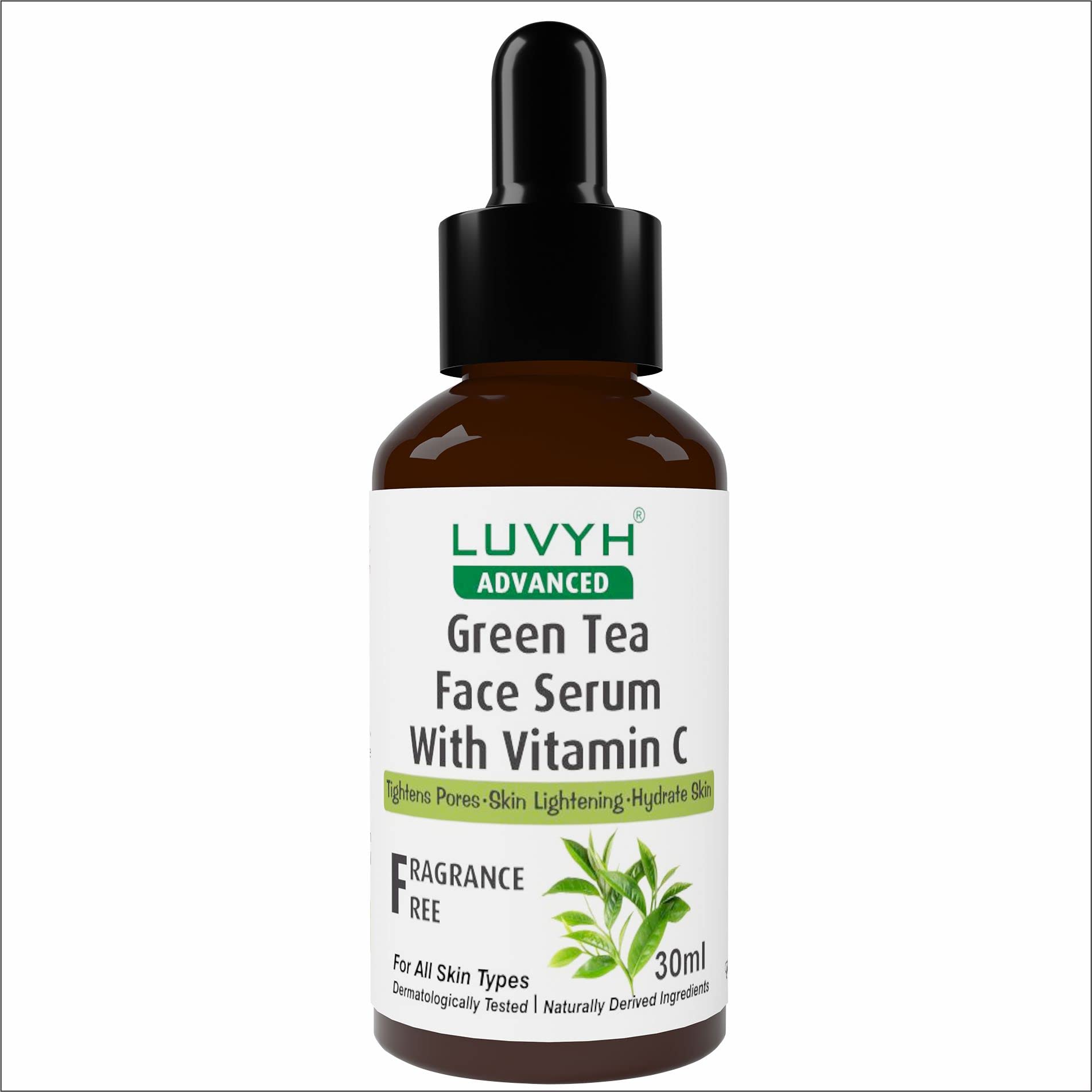 Luvyh Green Tea Face Serum with Vitamin C - Brightening & Smoothing 30ml | Anti-Aging Skincare for Glowing Skin | Day & Night Use