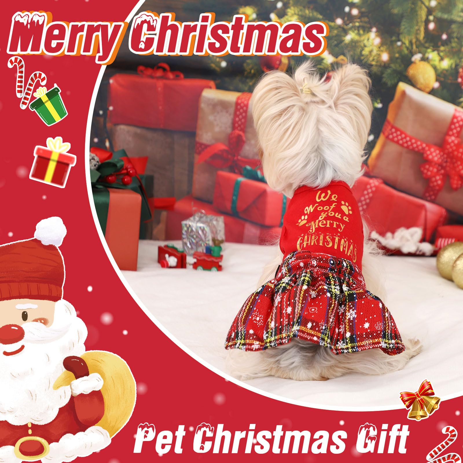 Christmas Dog Dresses for Small Dogs - Festive Holiday Pet Outfit for Chihuahua, Yorkie & Teacup Puppies - Cute Xmas Puppy Clothes & Cat Apparel (Small, Red) - Perfect for Holiday Photos & Family Gatherings