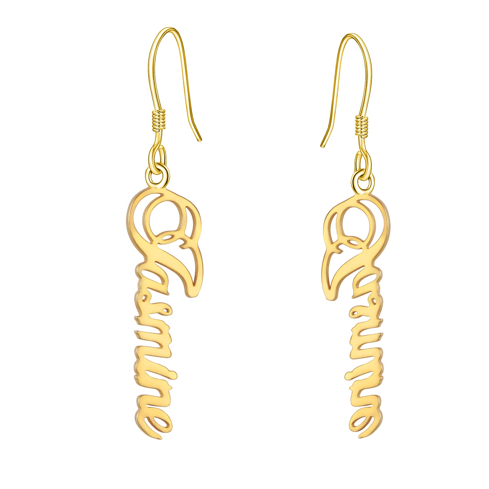 LONAGO Personalized Name Earrings - Custom Engraved Dangle Earrings with Any Name - Unique Nickname Jewelry Gift for Women, Girls, Best Friends - Perfect for Birthdays, Anniversaries & Special Occasions