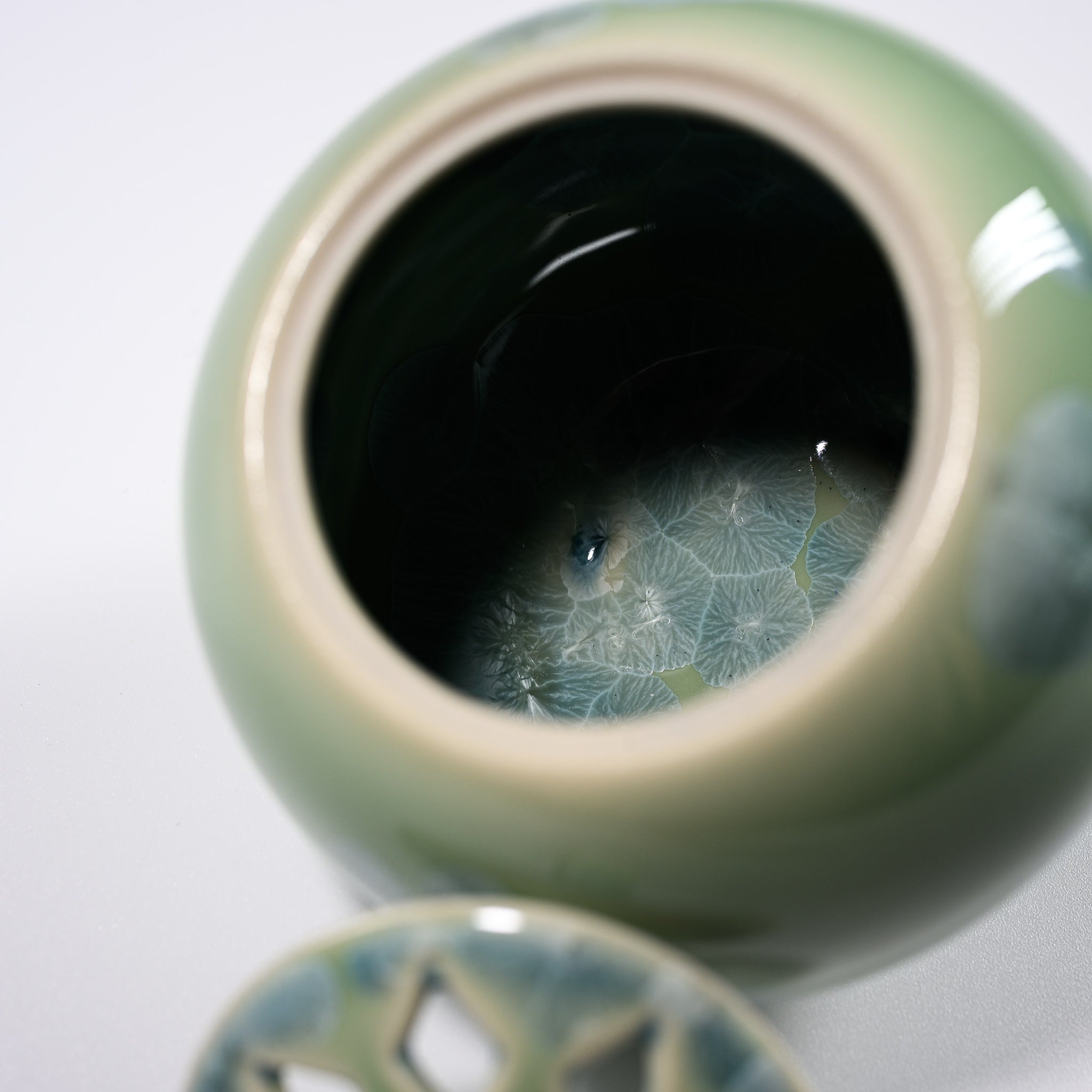 Premium Kyo Kiyomizu Ware Ceramic Incense Burner - Traditional Japanese Green Flower Glaze Design for Home Meditation, Yoga & Zen Decor