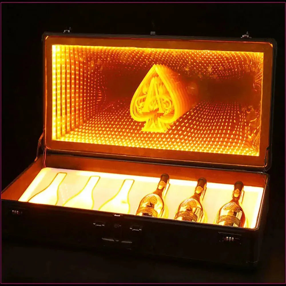 Ace of Spade LED Glow Champagne Bottle Holder - Rechargeable Luminous Wine Display Case for Cocktail Bars, Nightclubs & Parties - Perfect for VIP Tables, Wedding Receptions & Special Events