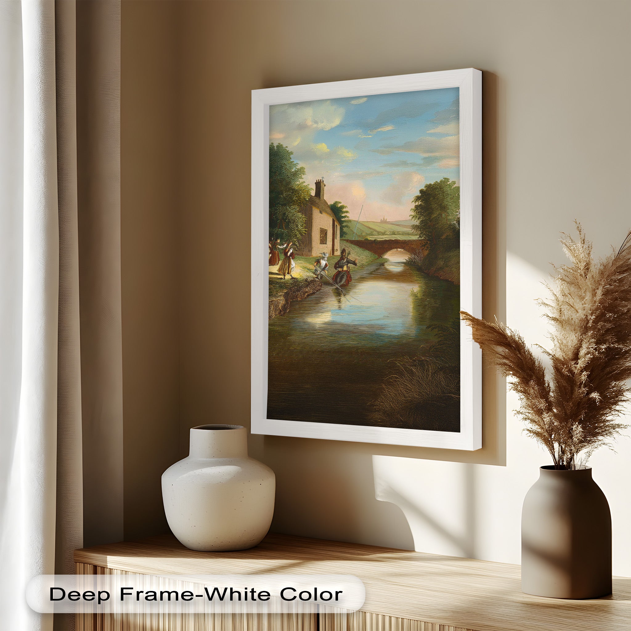 Romantic English Countryside Historic Oil Painting - A Day by the River - Perfect for Home Decor, Living Room Wall Art & Gift Ideas