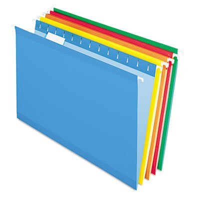 Durable Reinforced Hanging Folders with 1/5 Tab - Legal Size, Assorted Colors, 25 per Box - Perfect for Office Organization & Document Filing