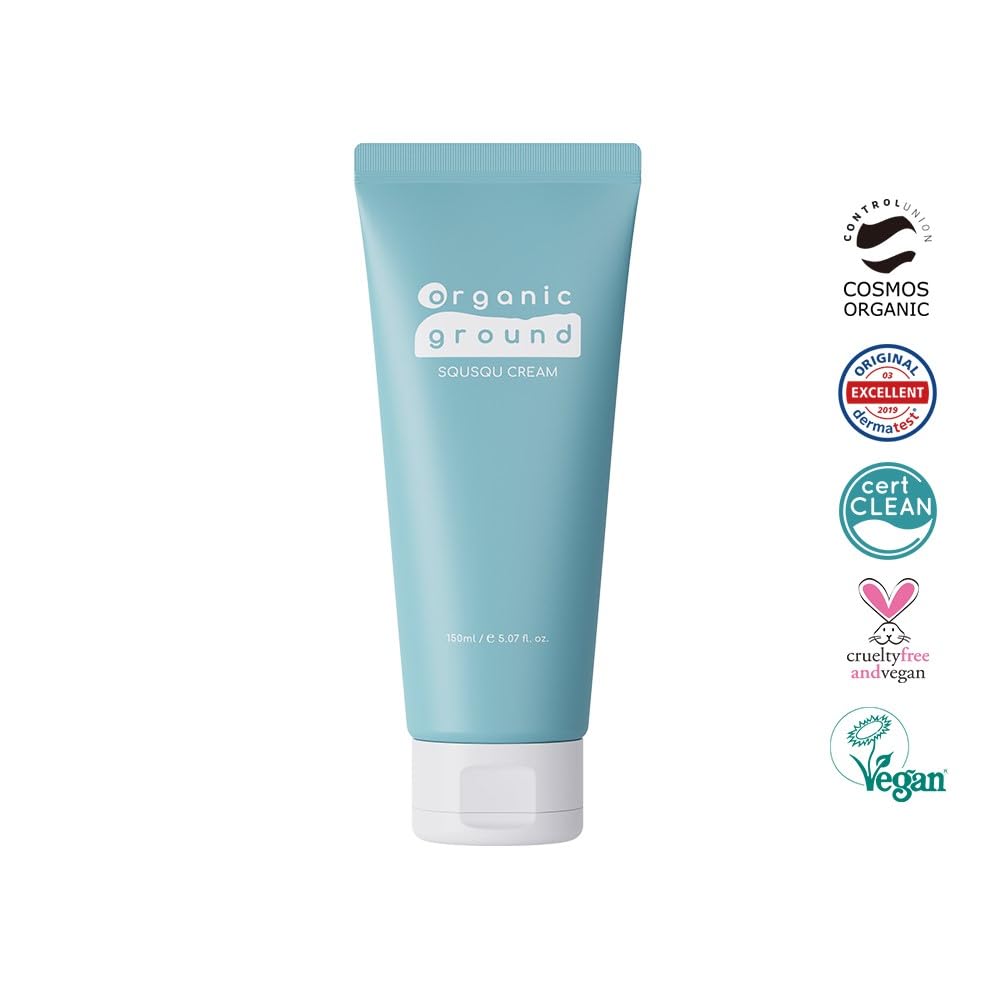 SQUSQU Cream High Moisturizing Baby Organic Face & Body Lotion - 5.1 fl oz (150ml) Hypoallergenic Korean Skincare for Sensitive Skin - Perfect for Daily Hydration, Diaper Rash Prevention & Winter Dry Skin Care