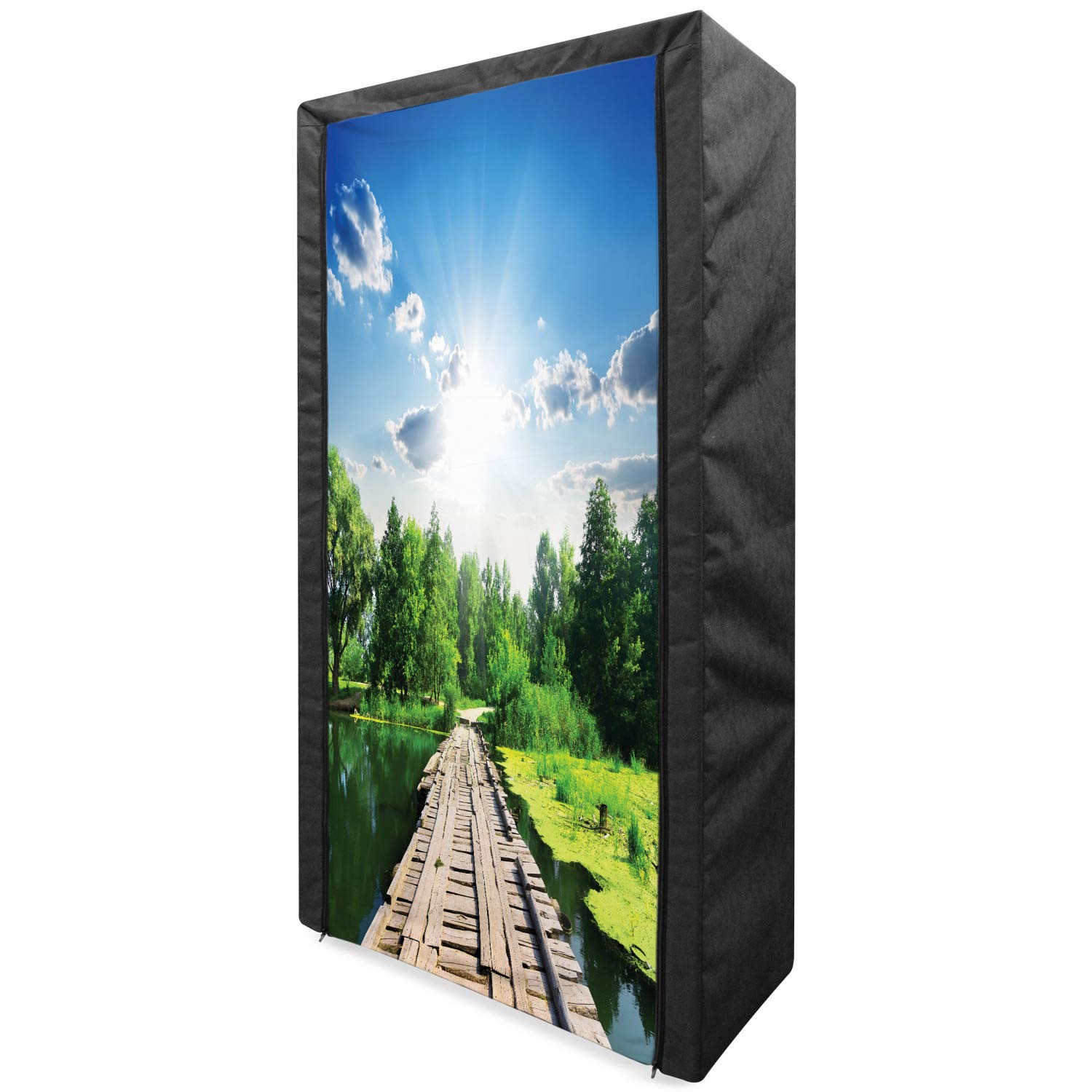Ambesonne Vintage Wooden Deck Fabric Wardrobe - 33.5