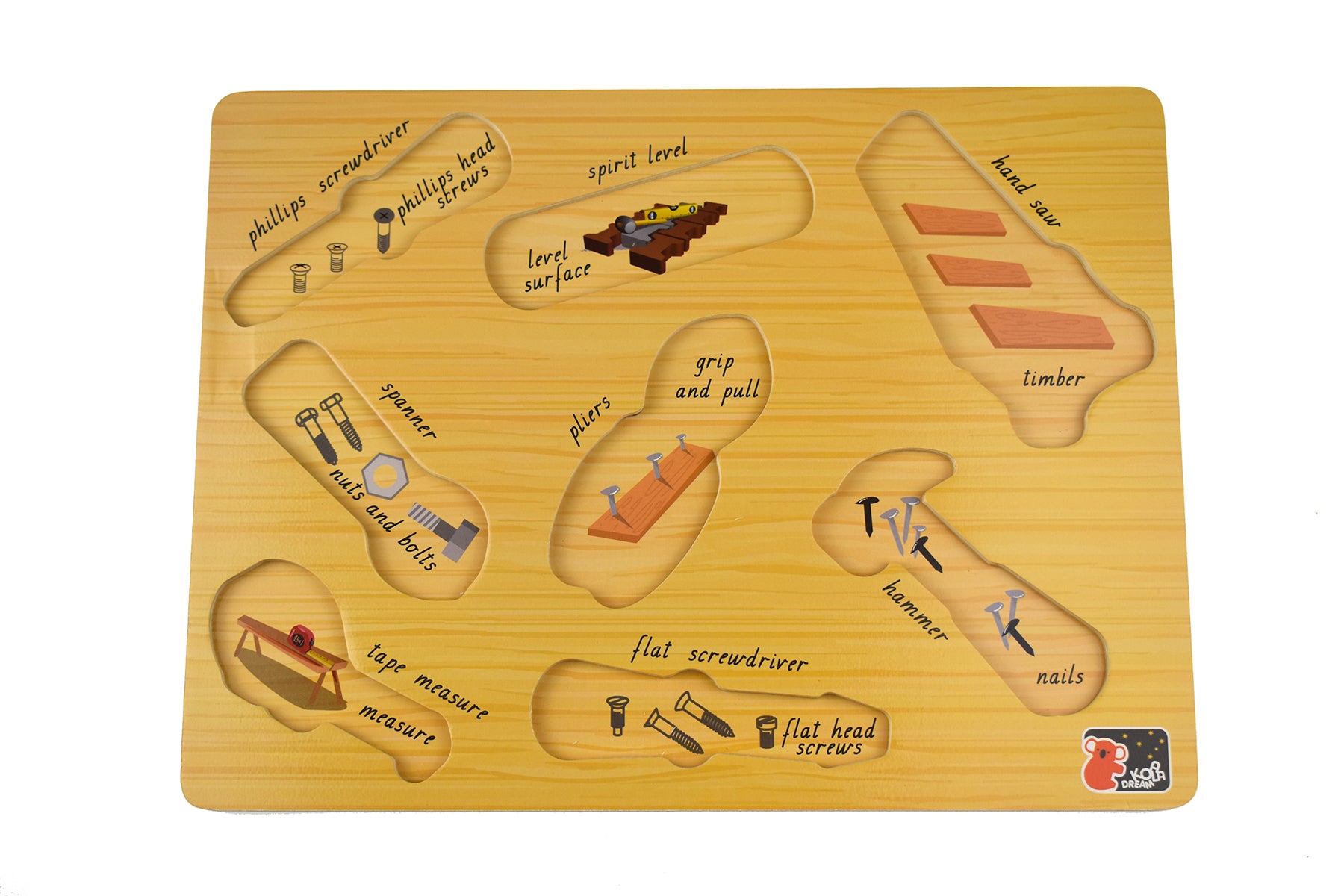 Wooden Tool Peg Puzzle - Educational Wooden Toy for Kids - Perfect for Montessori Learning, Fine Motor Skills & Early Childhood Development - Playroom & Classroom Activity