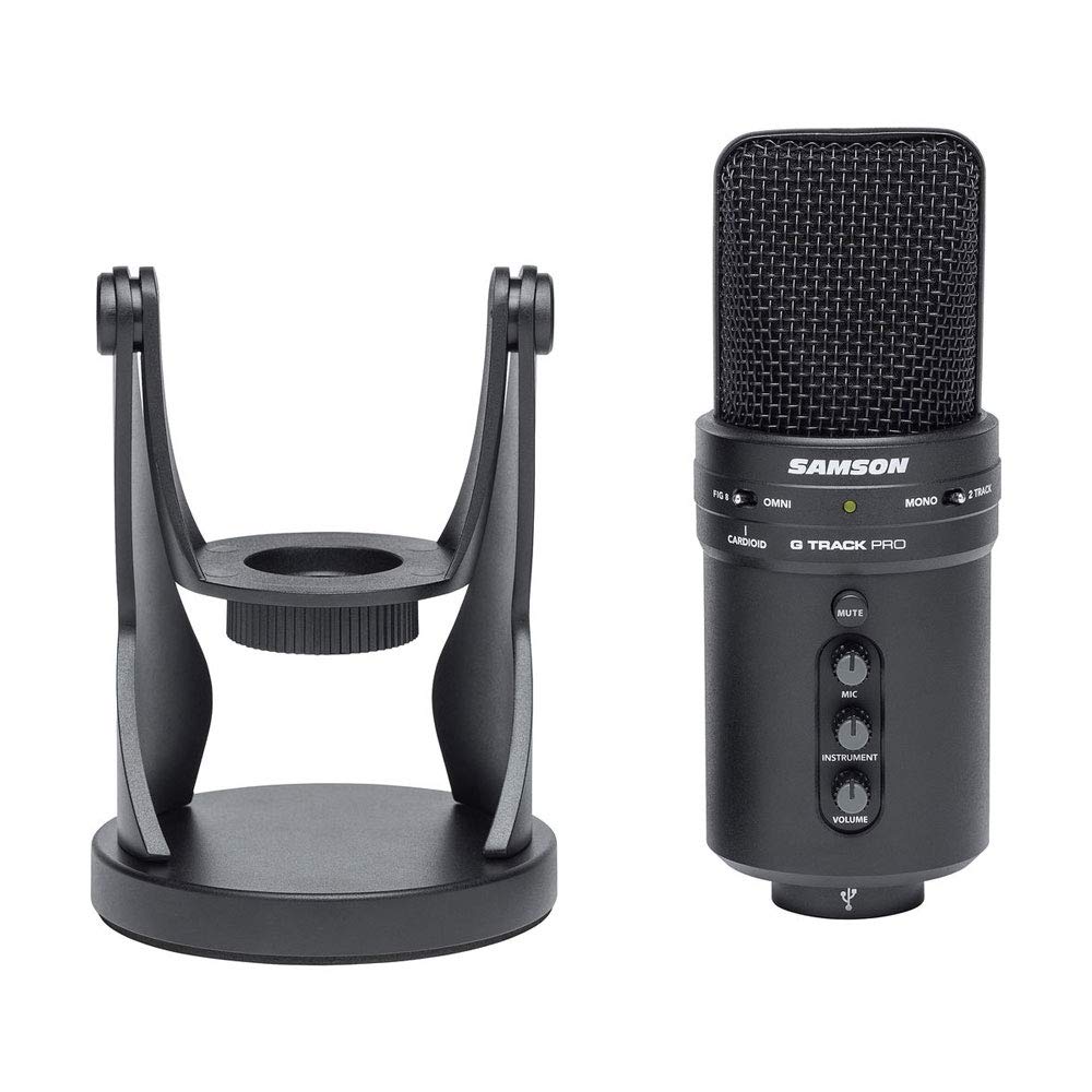 Samson G-Track Pro USB 24-bit Studio Condenser Microphone with Built-in Audio Interface & Professional Studio Headphones - Perfect for Podcasting, Streaming, and Music Recording