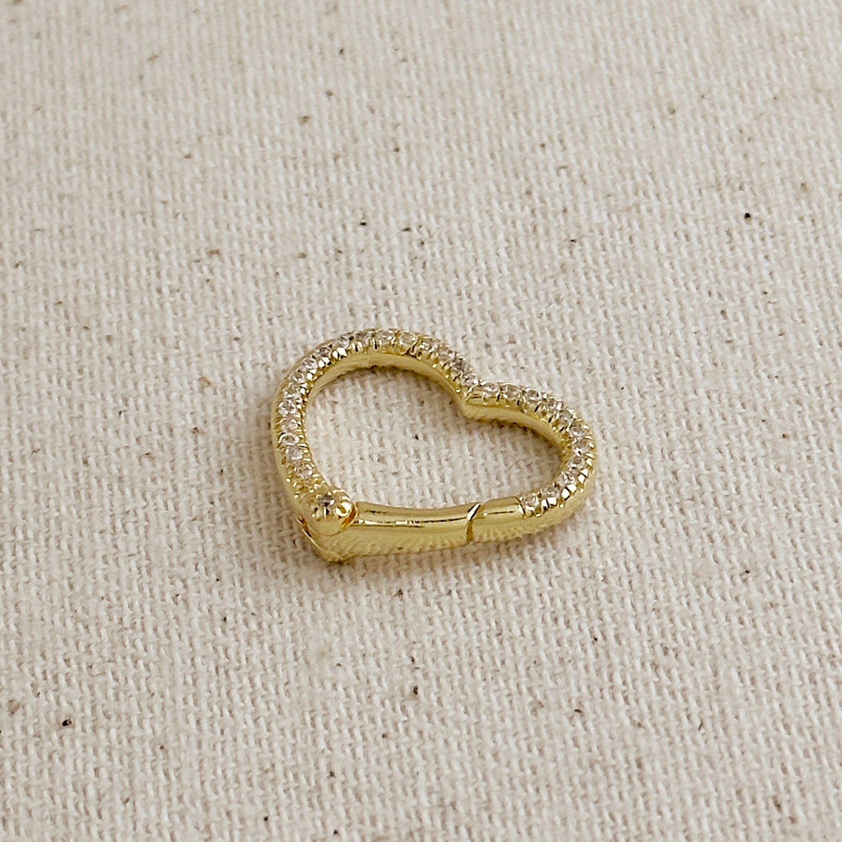 18K Gold Filled 19.5mm CZ Heart Carabiner Clasp - Dainty Jewelry for Keychains, Backpacks & Purse Charms - Perfect Gift for Women & Girls