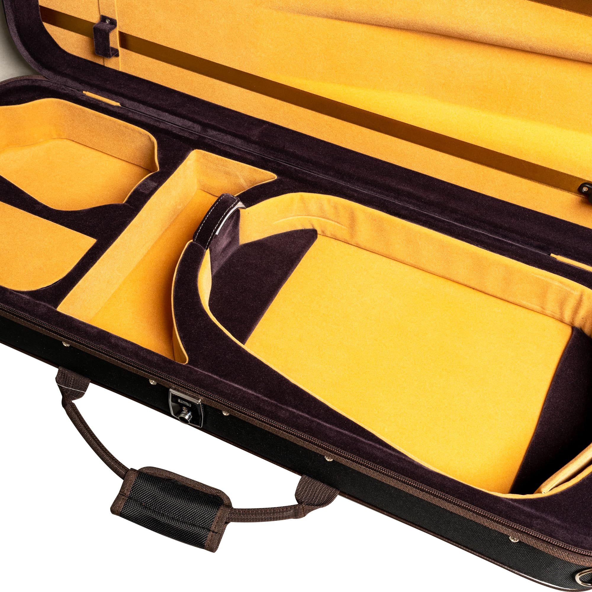 MI&VI AF-5003 Lightweight 4.5lb Hard Viola Travel Case with Reflective Safety Strips, Shoulder Straps & High-Density Foam - Durable Hard-Shell Protection for 15.5-16 Inch Violas - Perfect for Music Students, Traveling Musicians & Orchestra Performances
