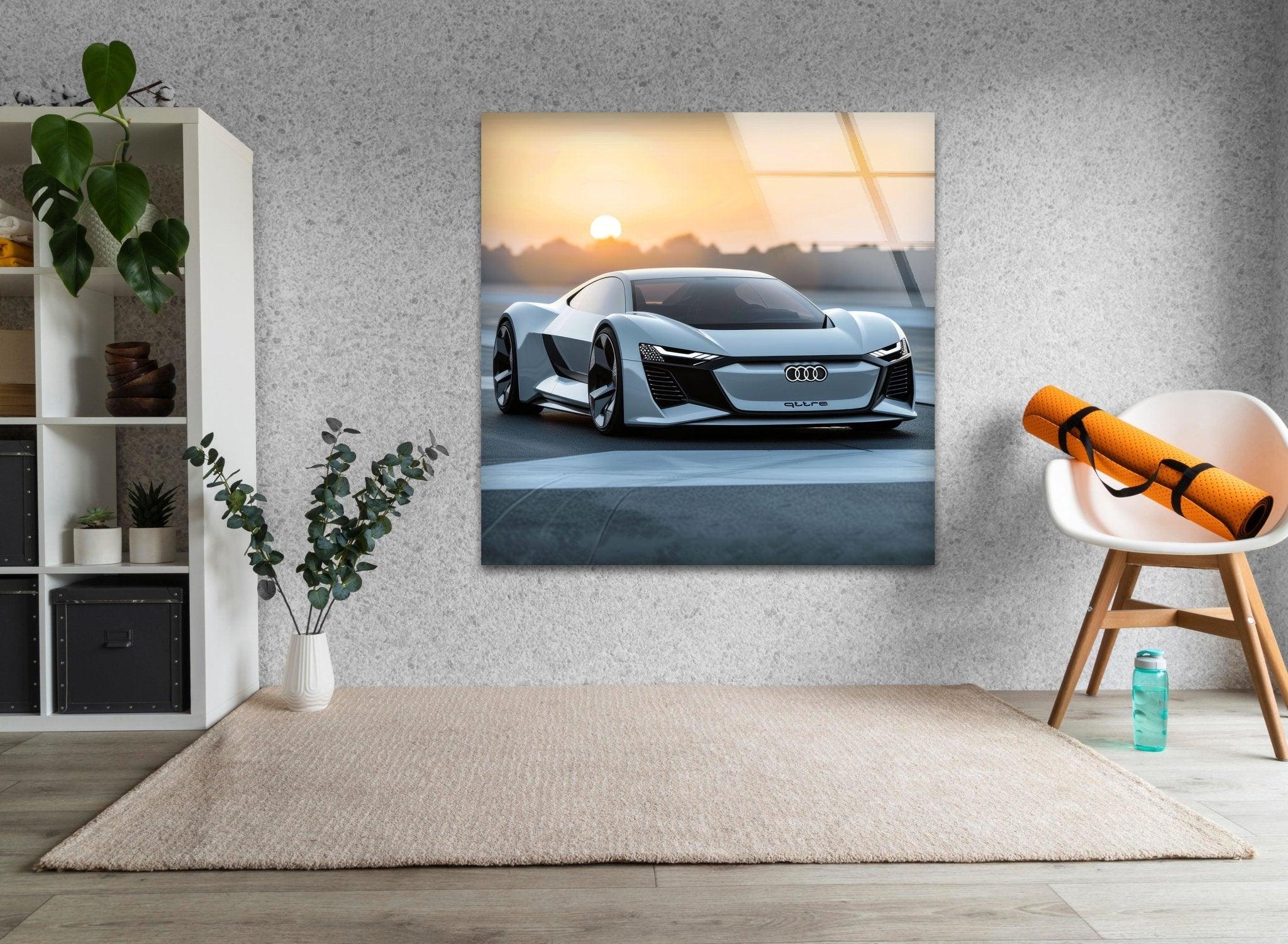 Audi Car Glass Wall Art - Premium Automotive Decor for Home & Office - Perfect for Car Enthusiasts & Gift Giving
