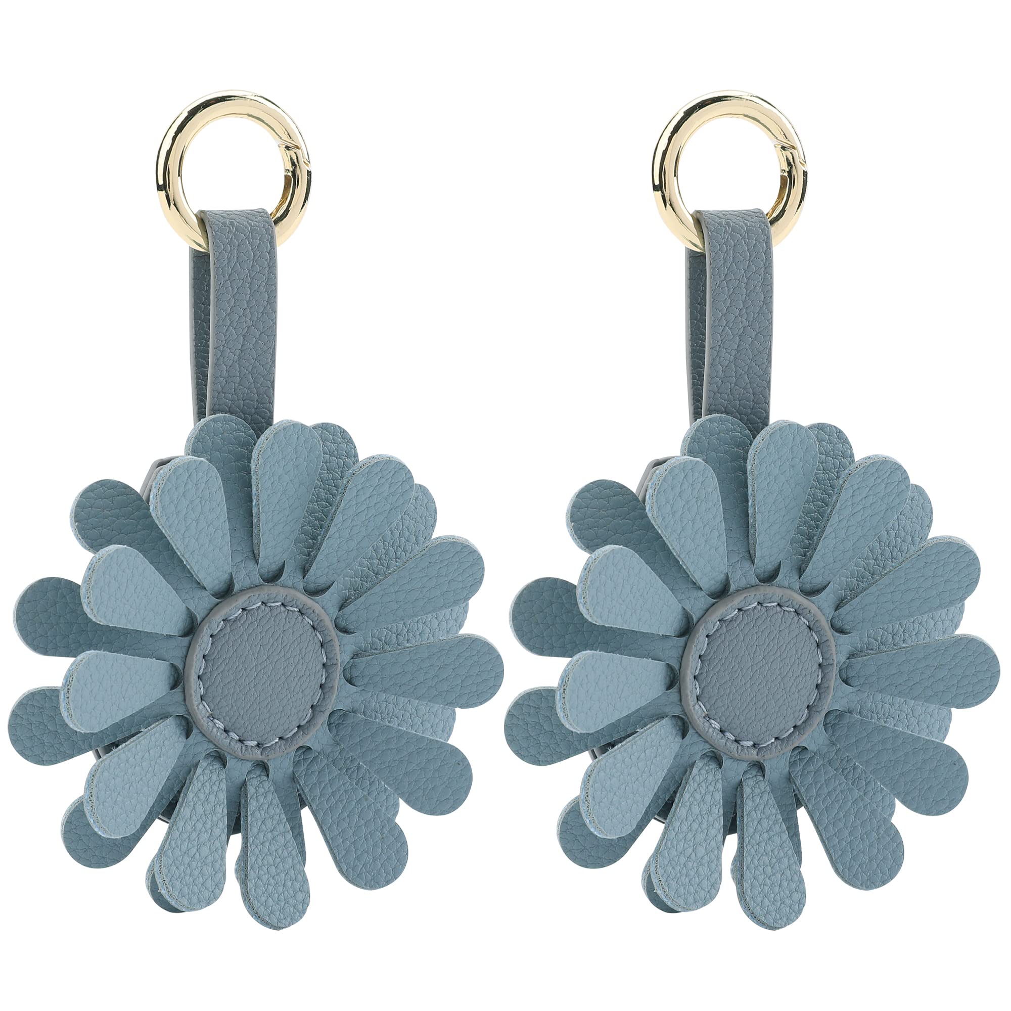 Premium 2-Pack Leather AirTag Keychain Holder for Apple AirTags - Flower Design Protective Case for Keys, Wallets & Bags | Secure Tracking for Everyday Essentials