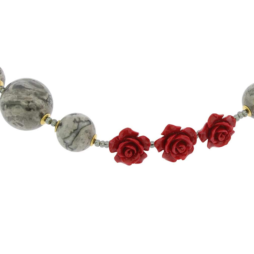 Authentic Murano Glass Rosa Di Marmo Necklace from Venice Italy | Handcrafted Italian Jewelry for Women | Perfect Gift for Anniversary, Birthday & Special Occasions
