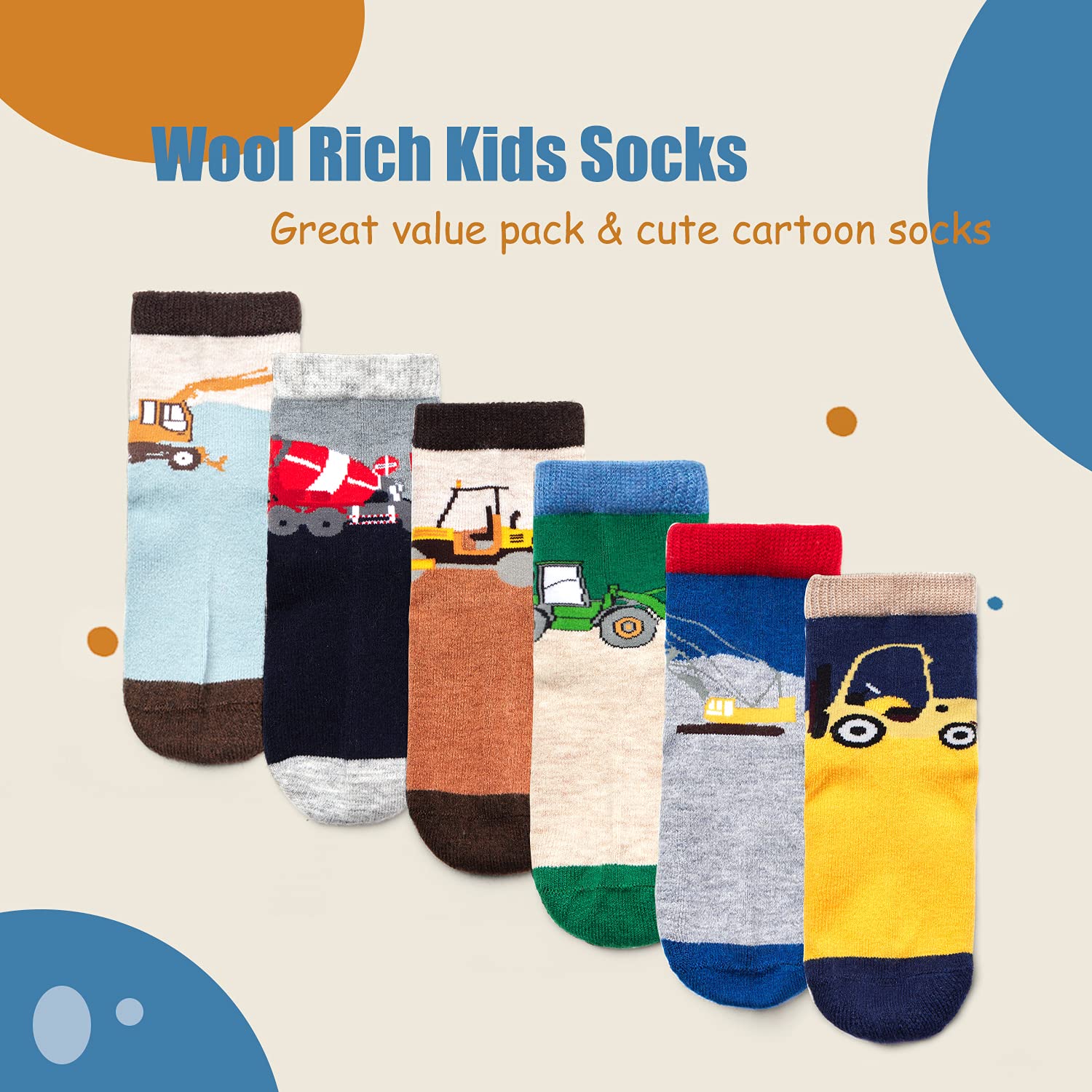 **Warm Winter Wool Socks for Boys - Thermal Crew Socks (6 Pairs) - Perfect for Cold Weather, Outdoor Activities & School**