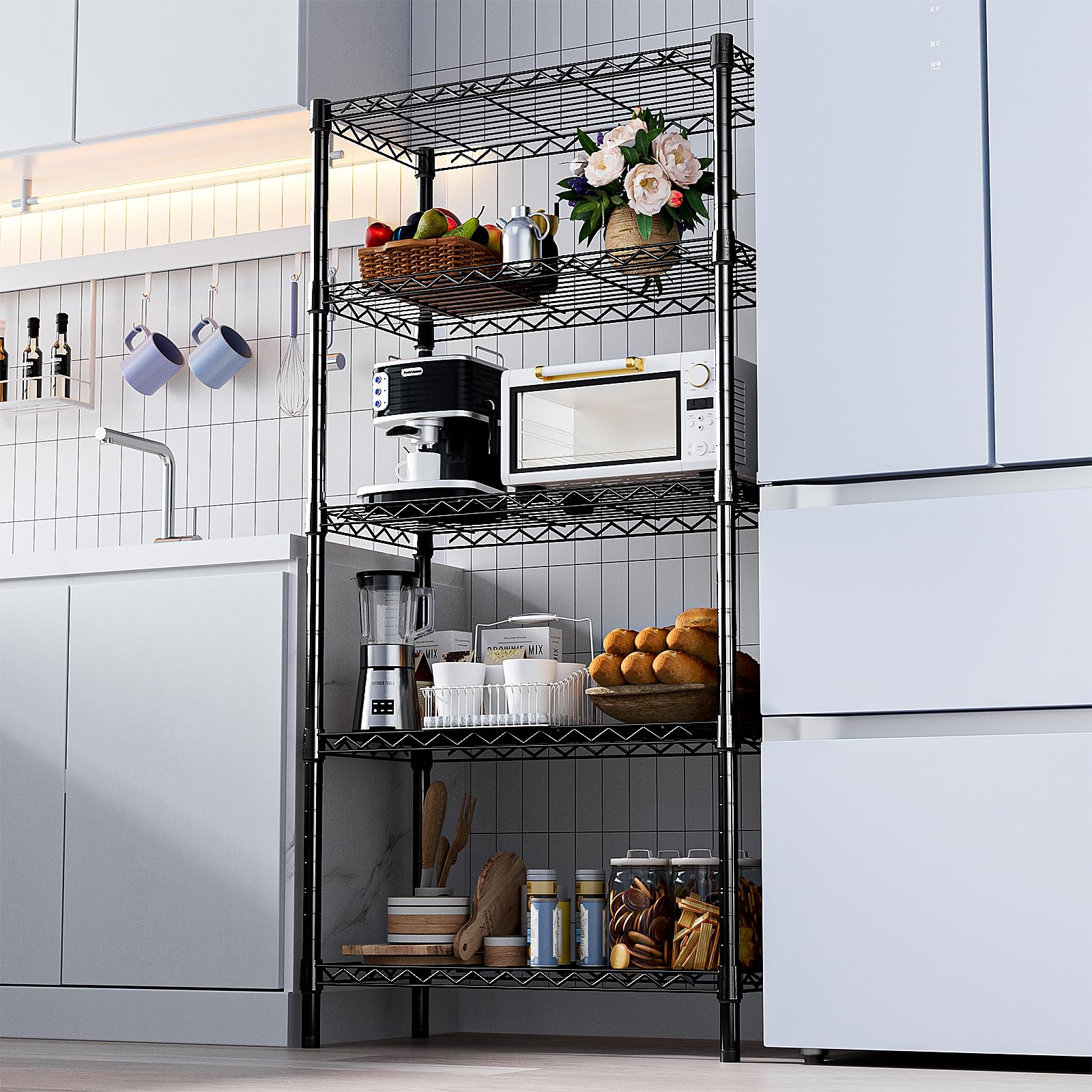 MZG 5-Tier Heavy Duty Steel Wire Shelving Unit - 1250 lbs Capacity Storage Rack for Home, Kitchen, Office, Garage - 13.7