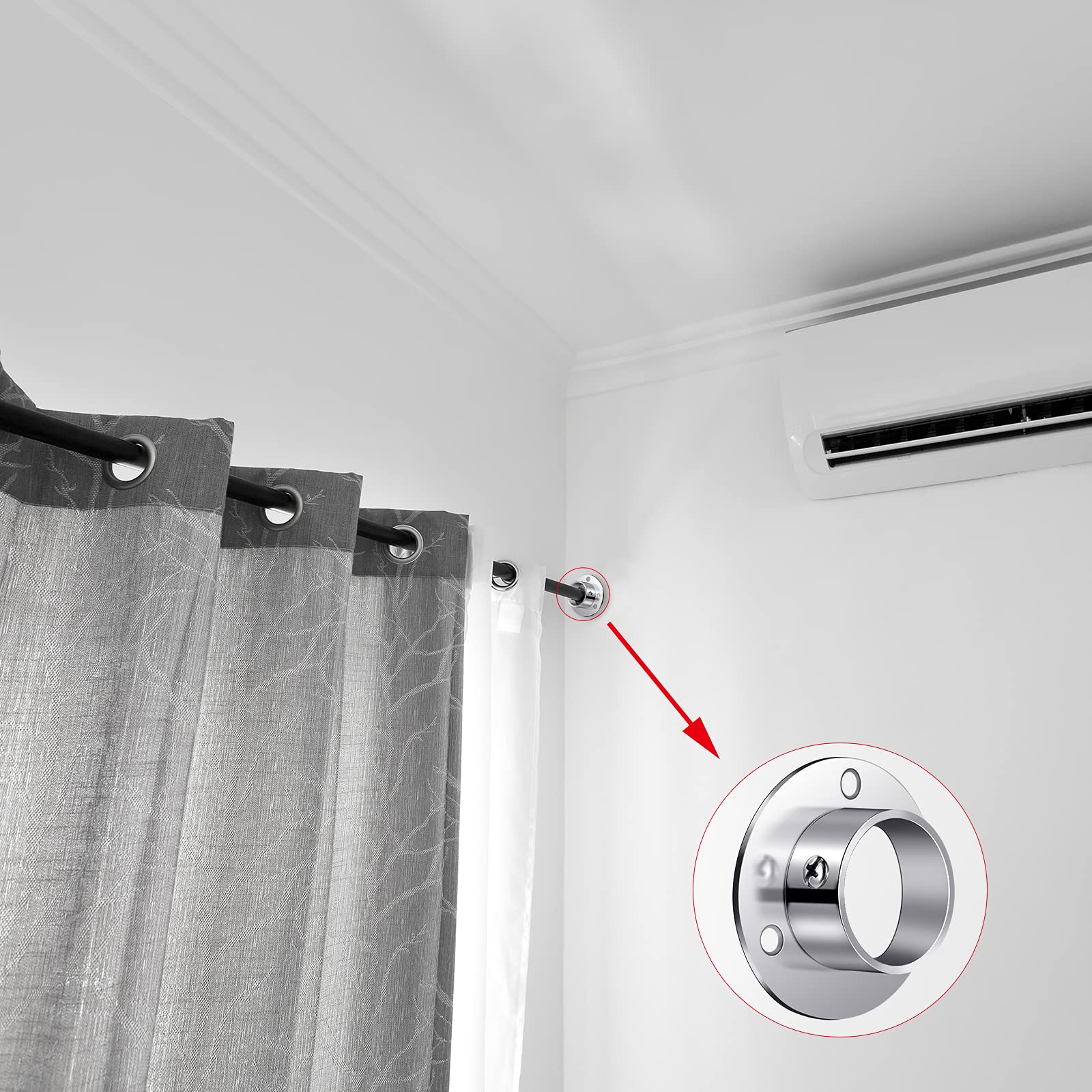 Stainless Steel Closet Pole Sockets - 32mm (1.26 Inch) Round Flange Rod Holder Set with Screws - 4 Pack - Perfect for Wardrobe, Closet Organization & DIY Shelving Projects