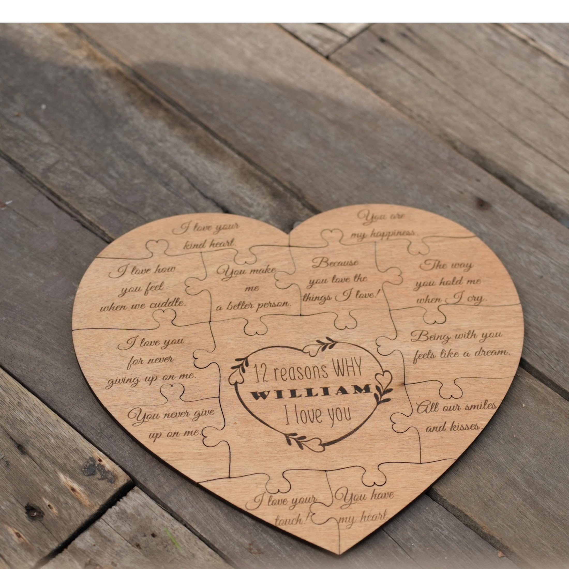 Personalized Wooden 'Reasons Why I Love You' Gift - Romantic Anniversary & Birthday Present for Husband, Wife, Boyfriend, Girlfriend - Best Friend Keepsake for Christmas, Valentine's Day & Special Occasions - Perfect for Home Decor, Wedding Anniversaries & Couples Gifts