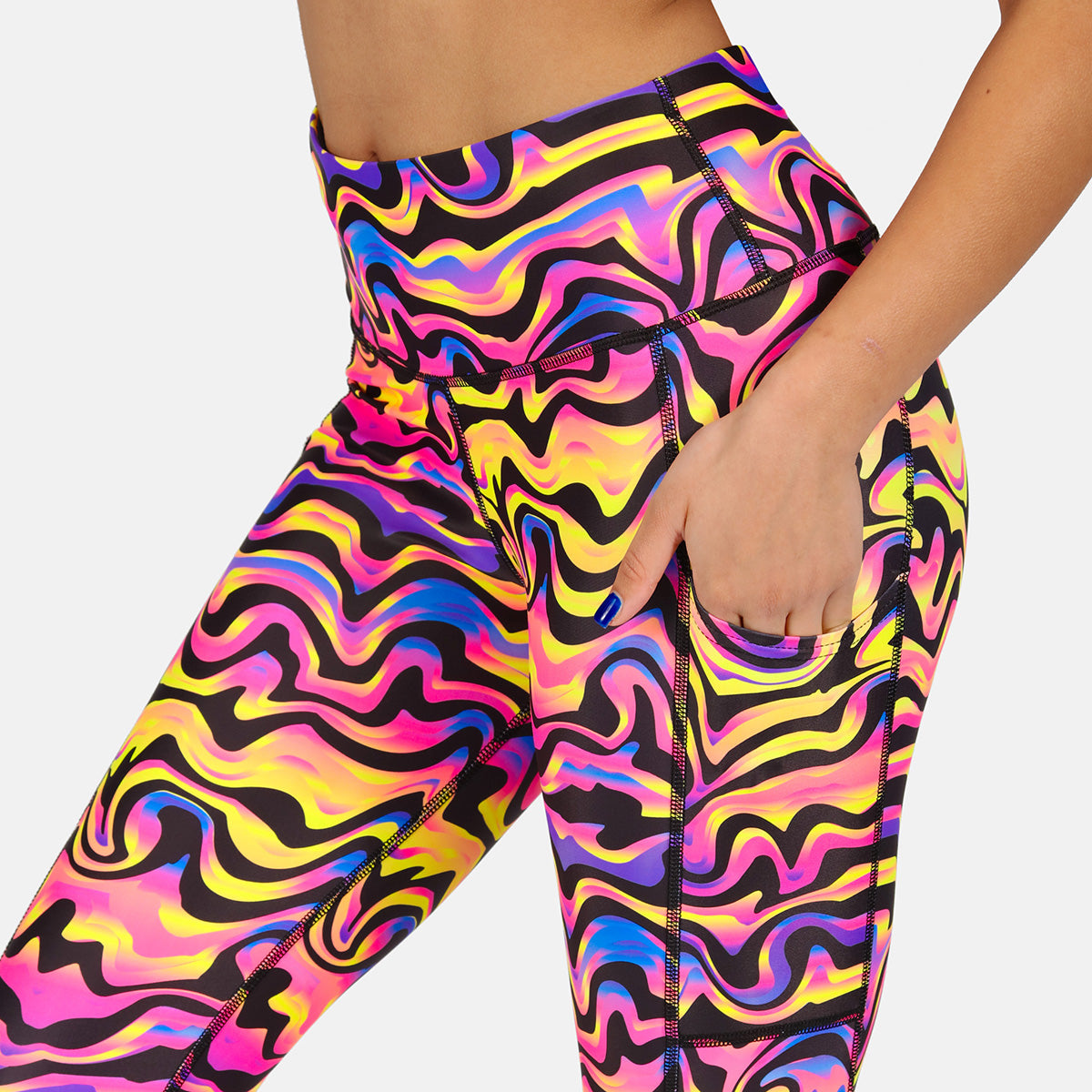 Coral Waves Capri Pants - Women's High Waisted Flowy Beach Pants for Summer Vacation & Boho Style Outfits