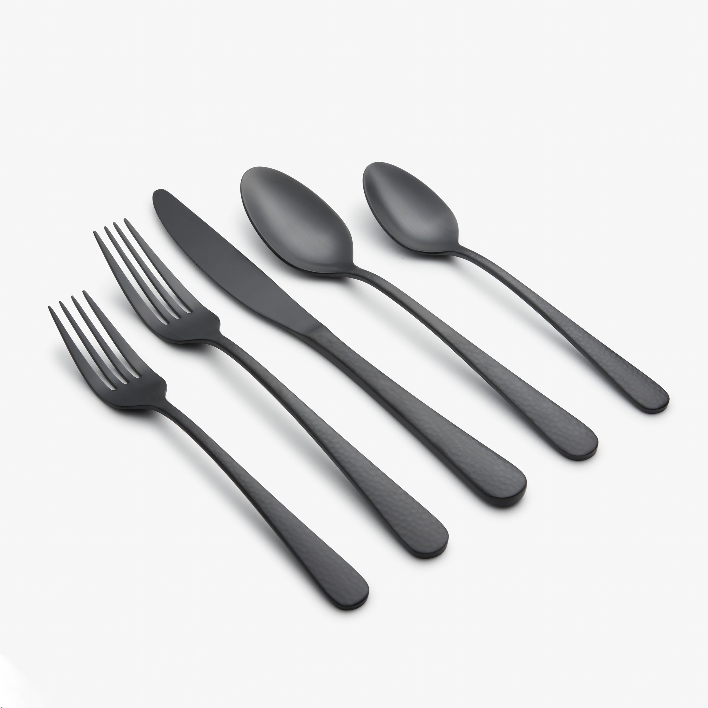 Keene 20-Piece Flatware Set - Black Satin Stainless Steel Cutlery Set for 4, Knife Fork Spoon Set for Everyday Dining, Dinner Parties & Gifts