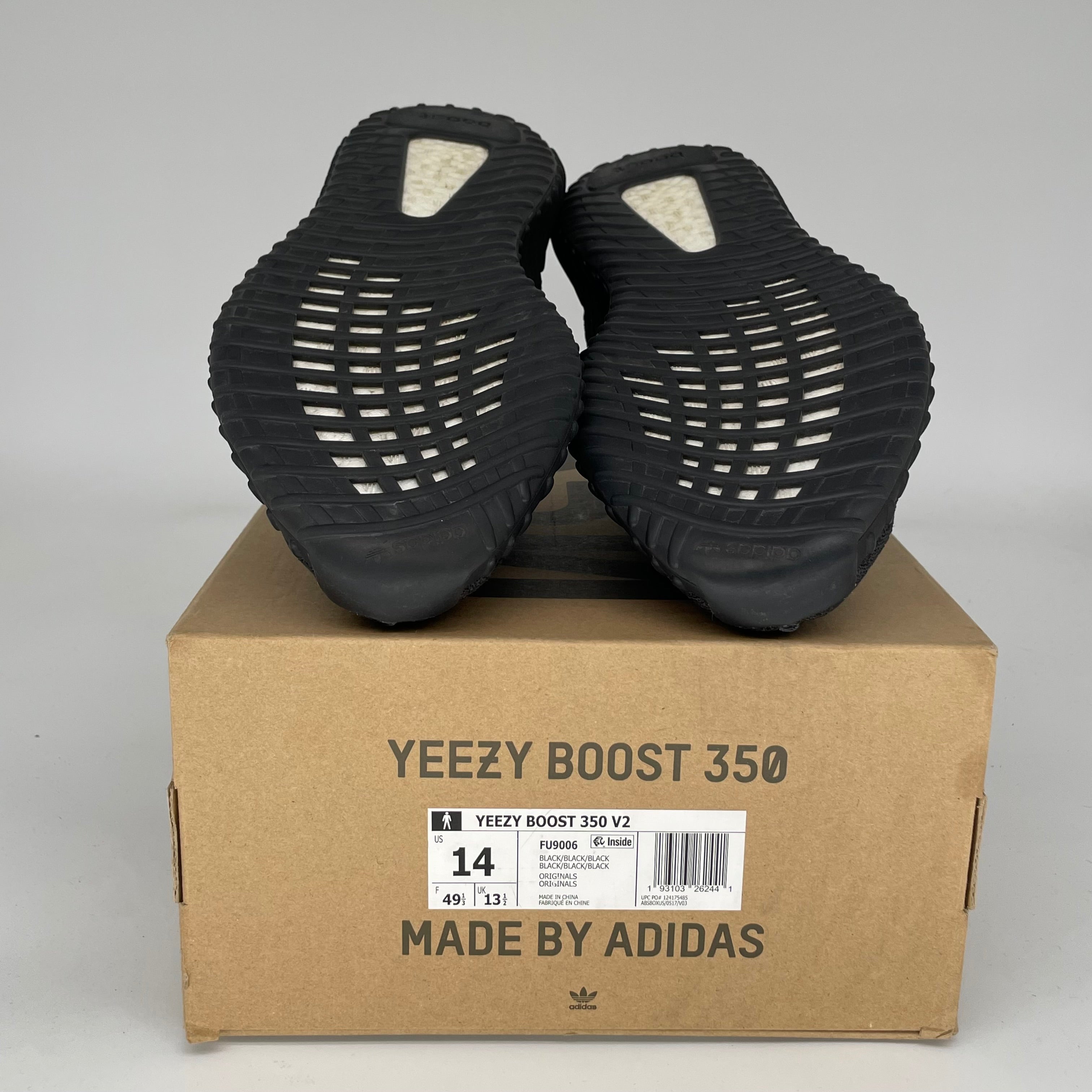 Adidas Yeezy Boost 350 V2 Black Non-Reflective Men's Running Shoes Size 14 - Comfortable Sneakers for Casual Wear, Gym & Street Style (FU9006)