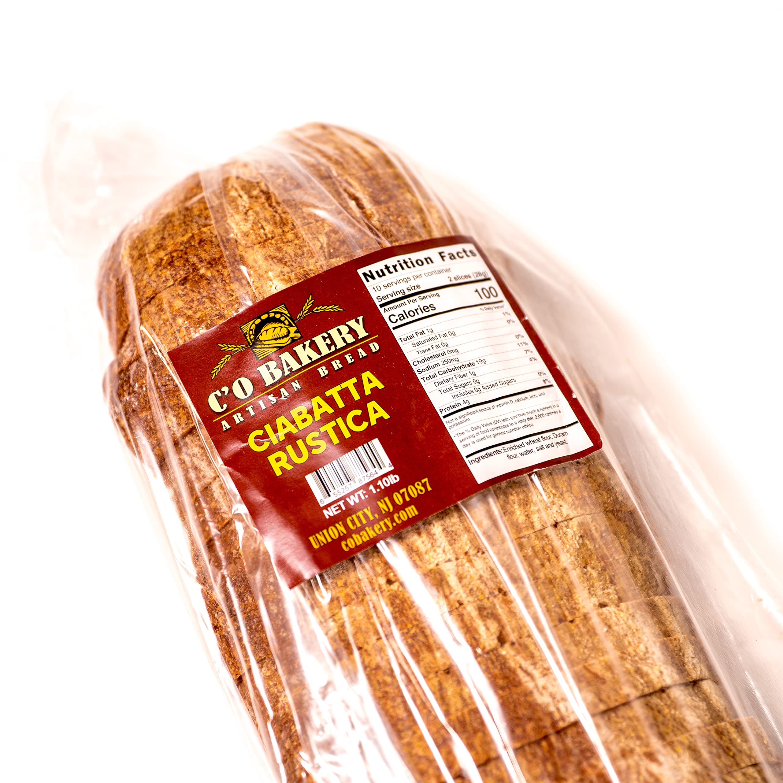 Artisan Ciabatta Rustica Bread - Handmade, All Natural, High Fiber, Sliced Loaf (4-Pack) | Perfect for Sandwiches, Toast & Charcuterie Boards