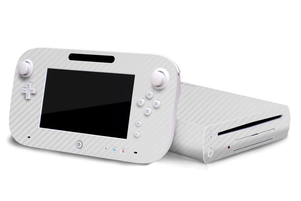 3D Carbon Fiber White Air Release Vinyl Decal Skin Kit for Nintendo Wii U Console - Protective Faceplate Cover with Easy Bubble-Free Installation - Perfect for Gaming Setups & Console Customization