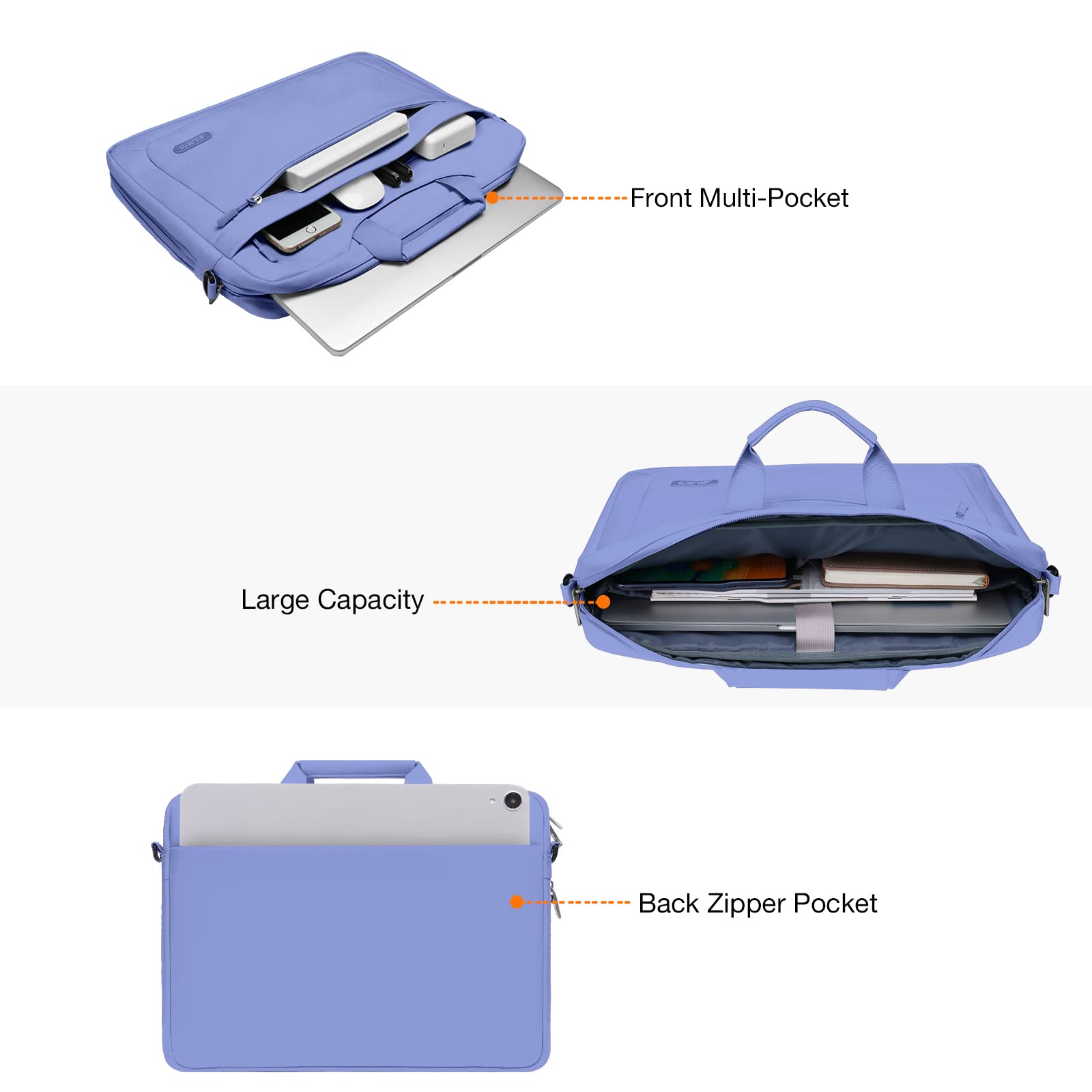 MOSISO Laptop Shoulder Bag for MacBook Air/Pro 13-13.3 inch & MacBook Pro 14 inch M1/M2/M3 (2021-2023) - Adjustable Depth Bottom, Lavender Gray - Perfect for Work, Travel & College Commute